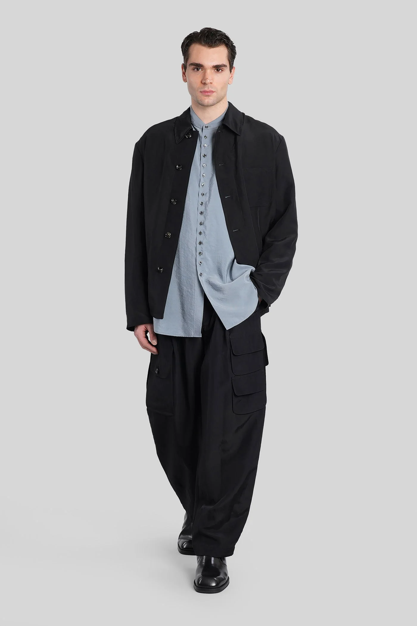 Shirt in cyan silk - Image 2