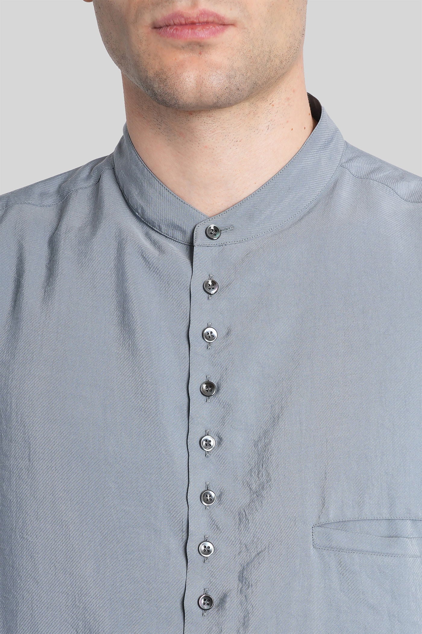 Shirt in cyan silk - Image 5