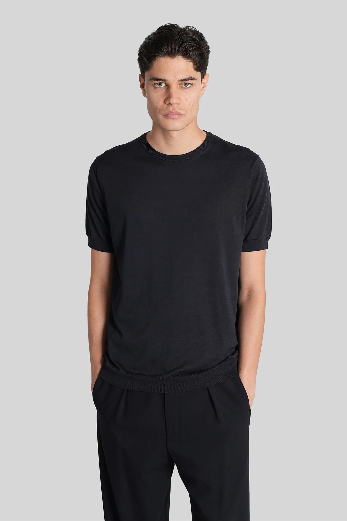 T-Shirt in blue silk