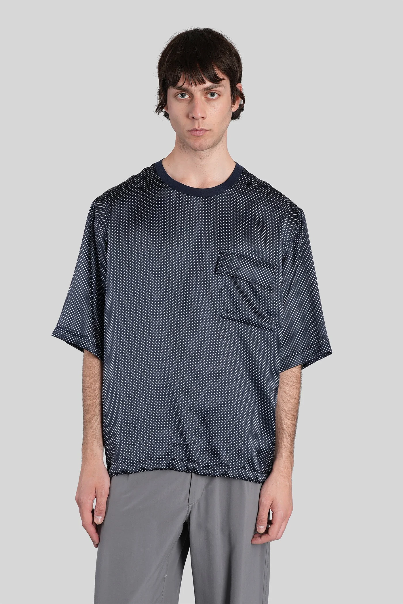 T-Shirt in blue silk