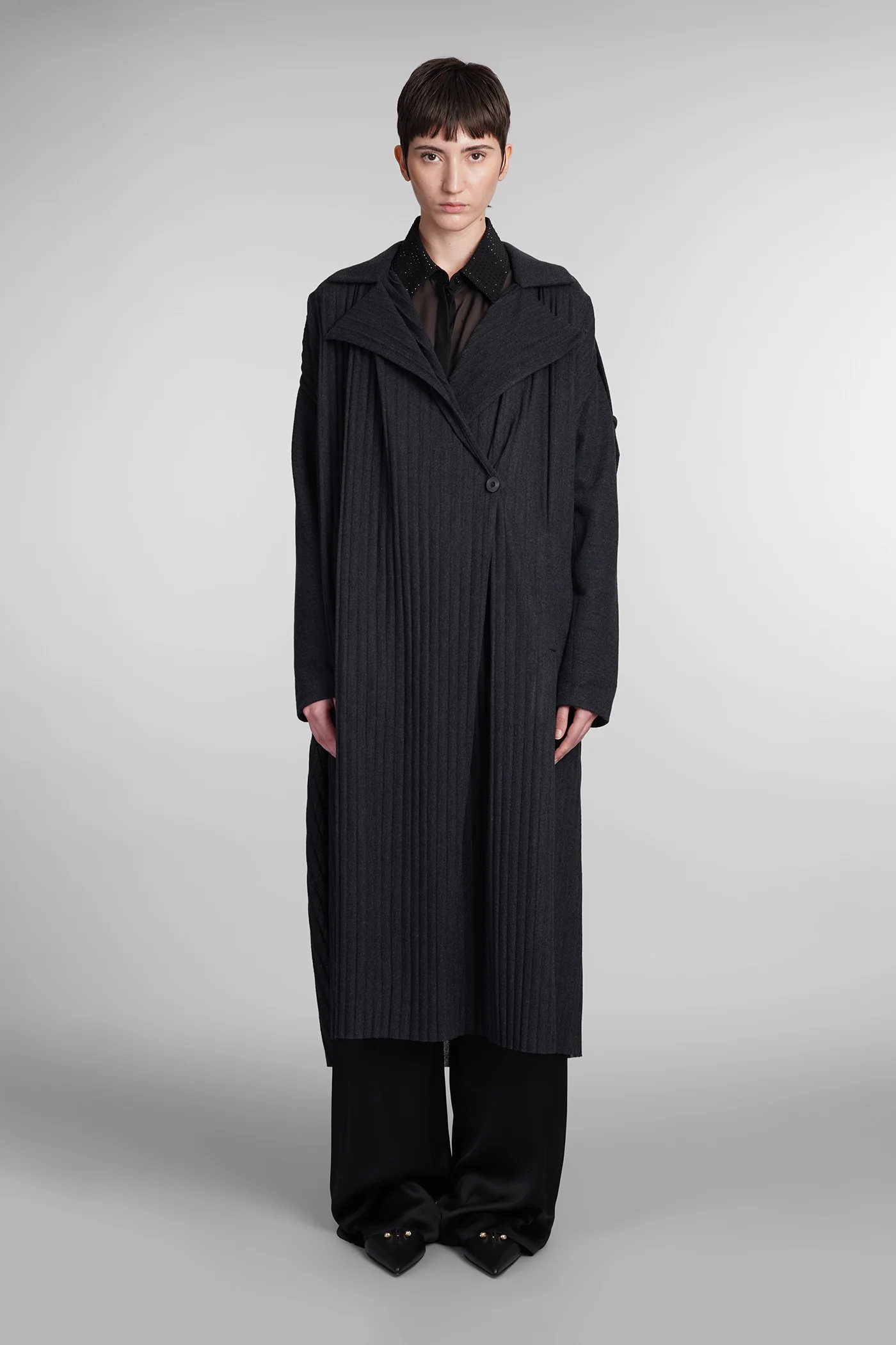 Trench in grey wool