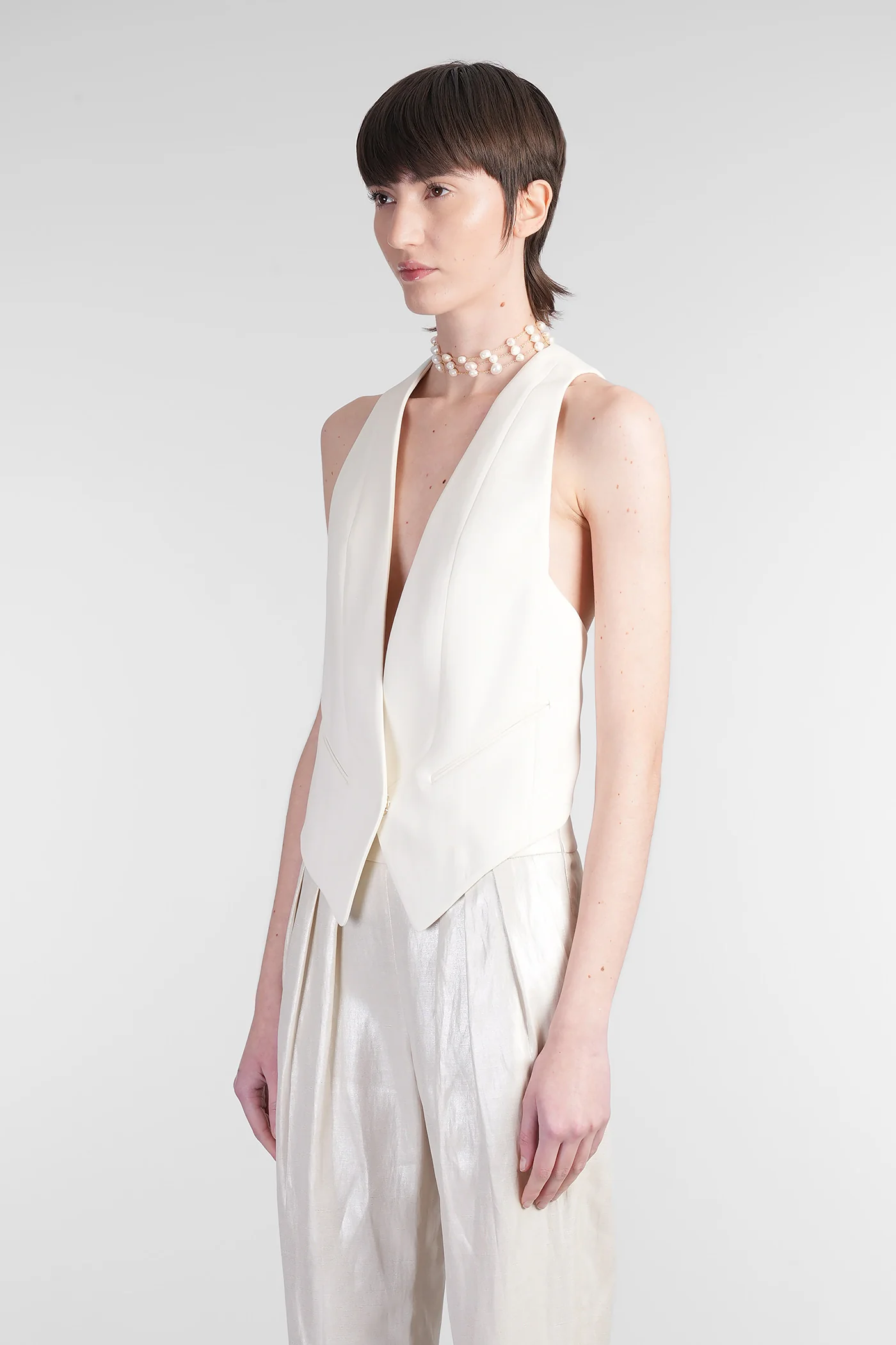 Vest in beige silk - Image 4
