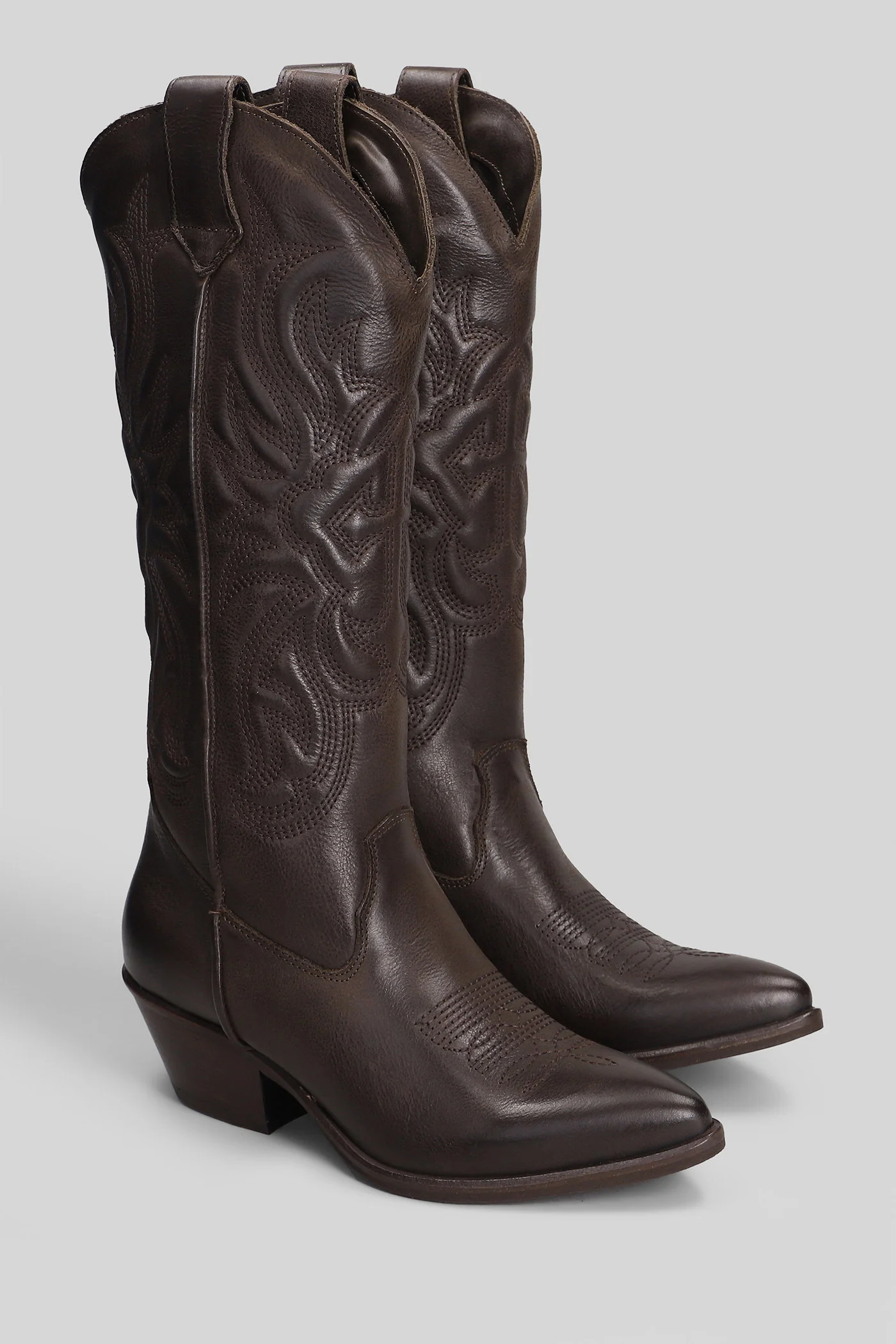 California texan boots in dark brown leather - Image 2