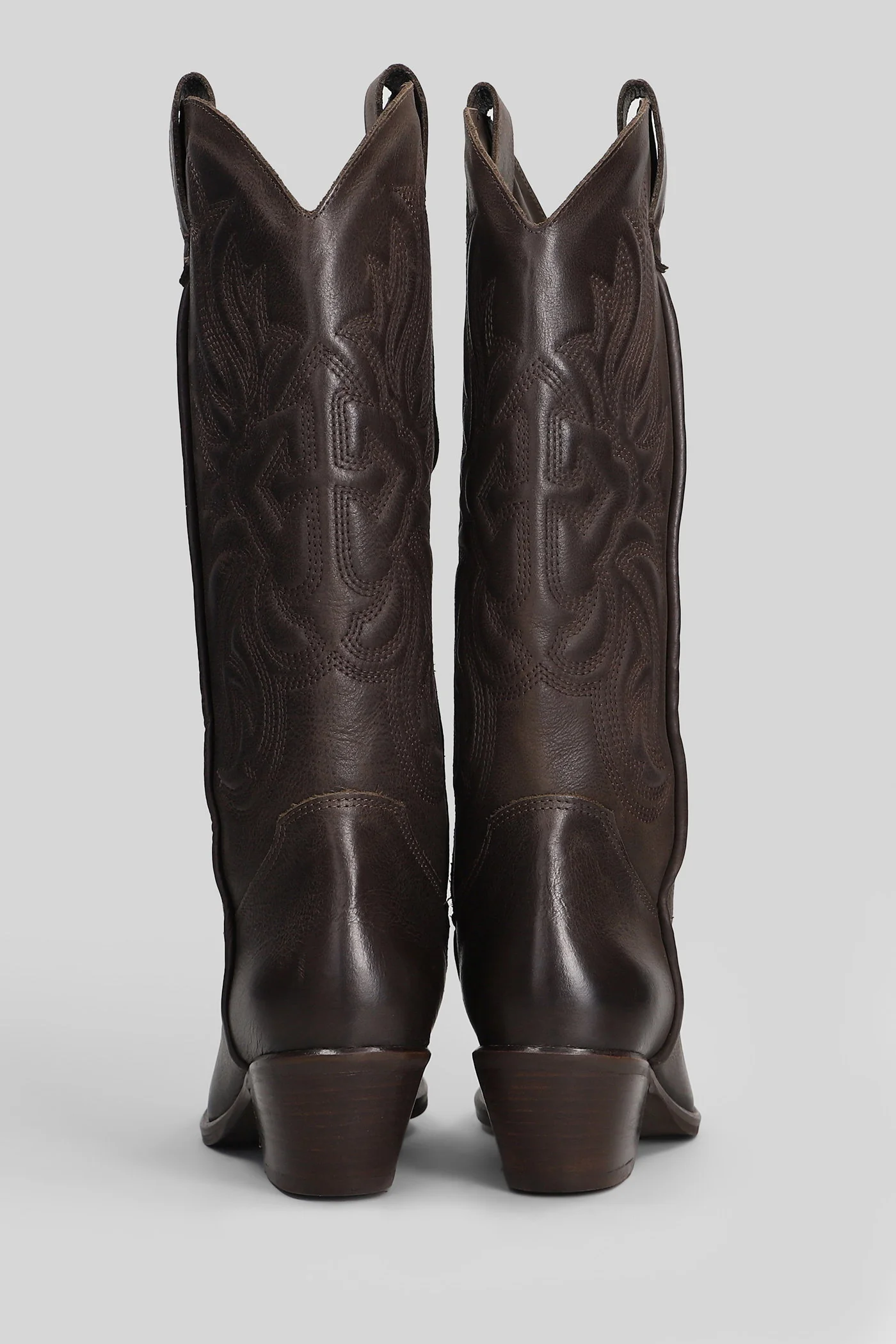 California texan boots in dark brown leather - Image 4