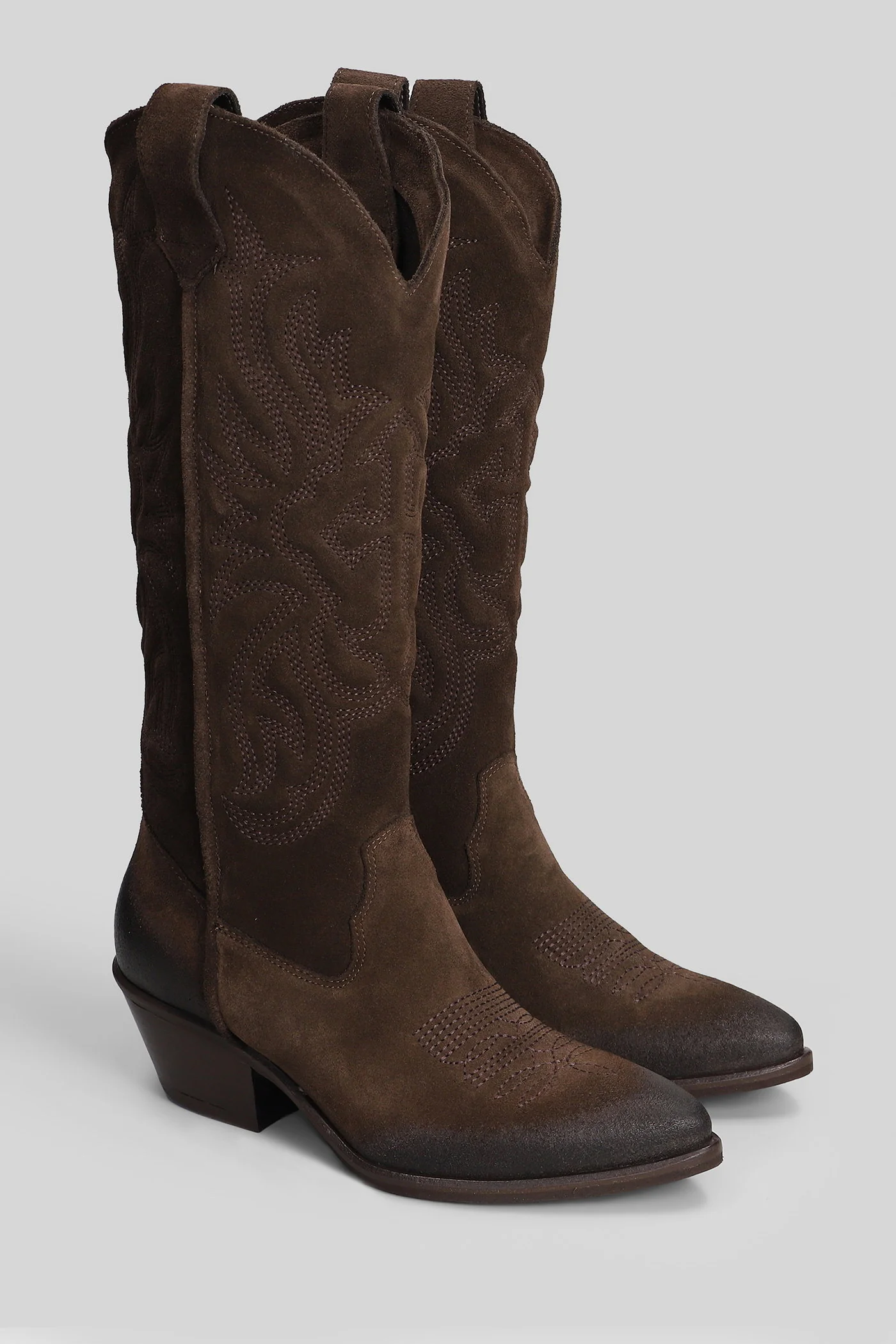 California texan boots in dark brown suede - Image 2