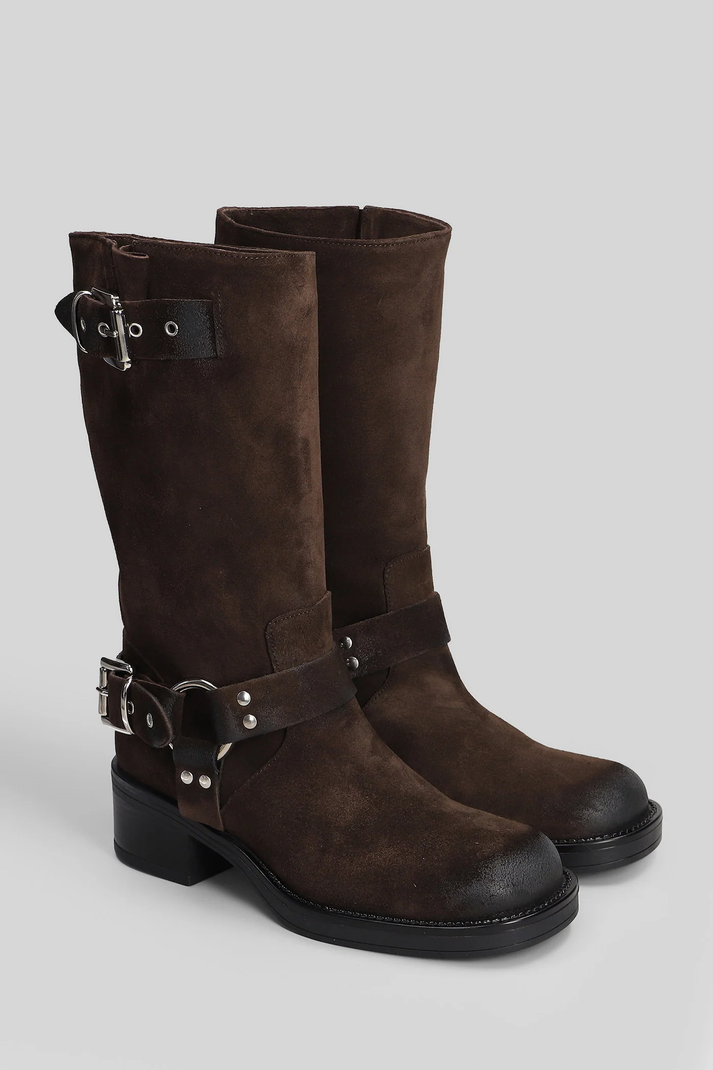 Chester low heels boots in dark brown suede - Image 2