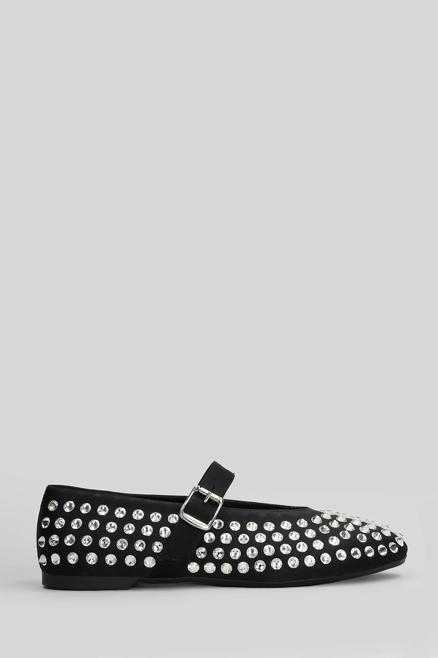 Gold Ballet flats in black satin