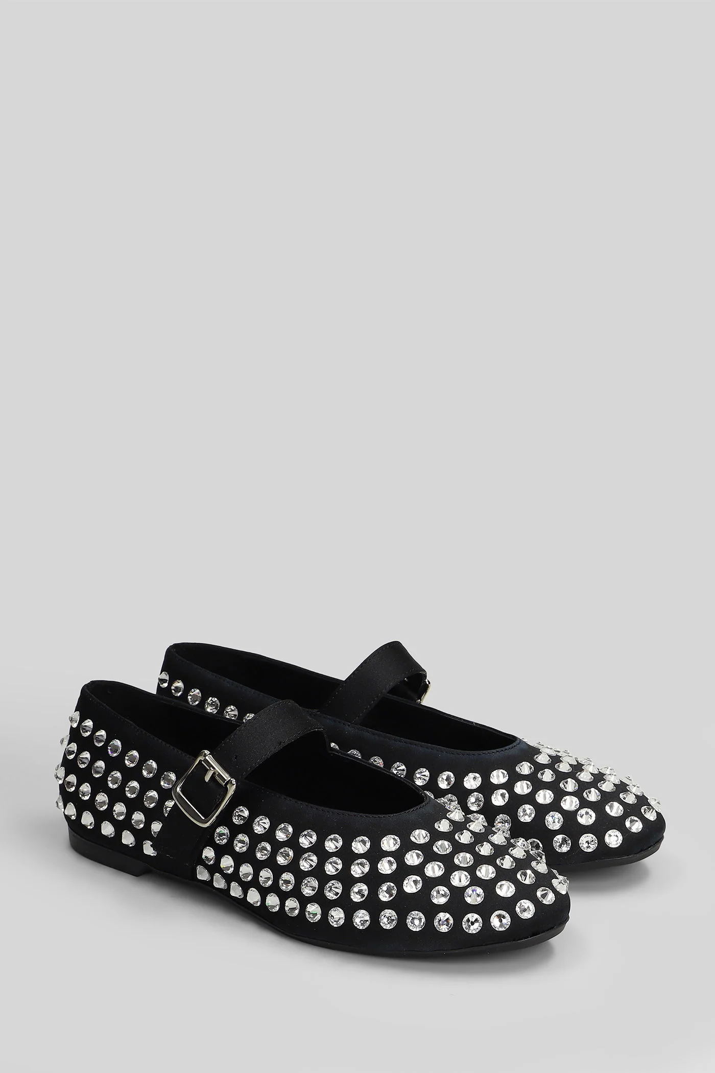 Gold Ballet flats in black satin - Image 2