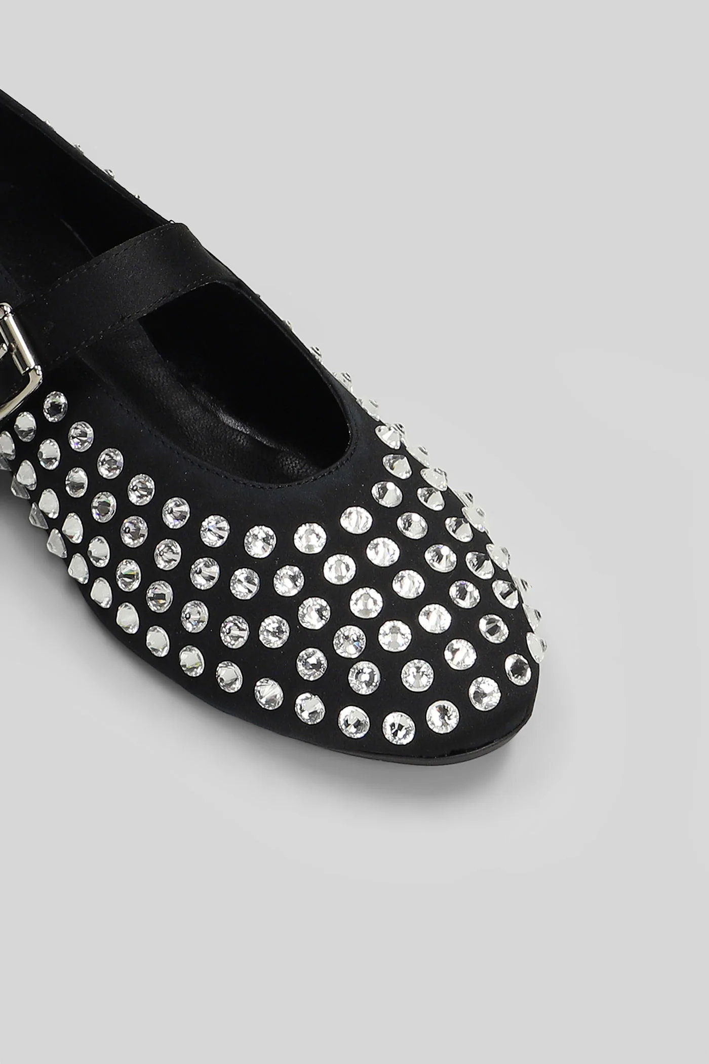 Gold Ballet flats in black satin - Image 5