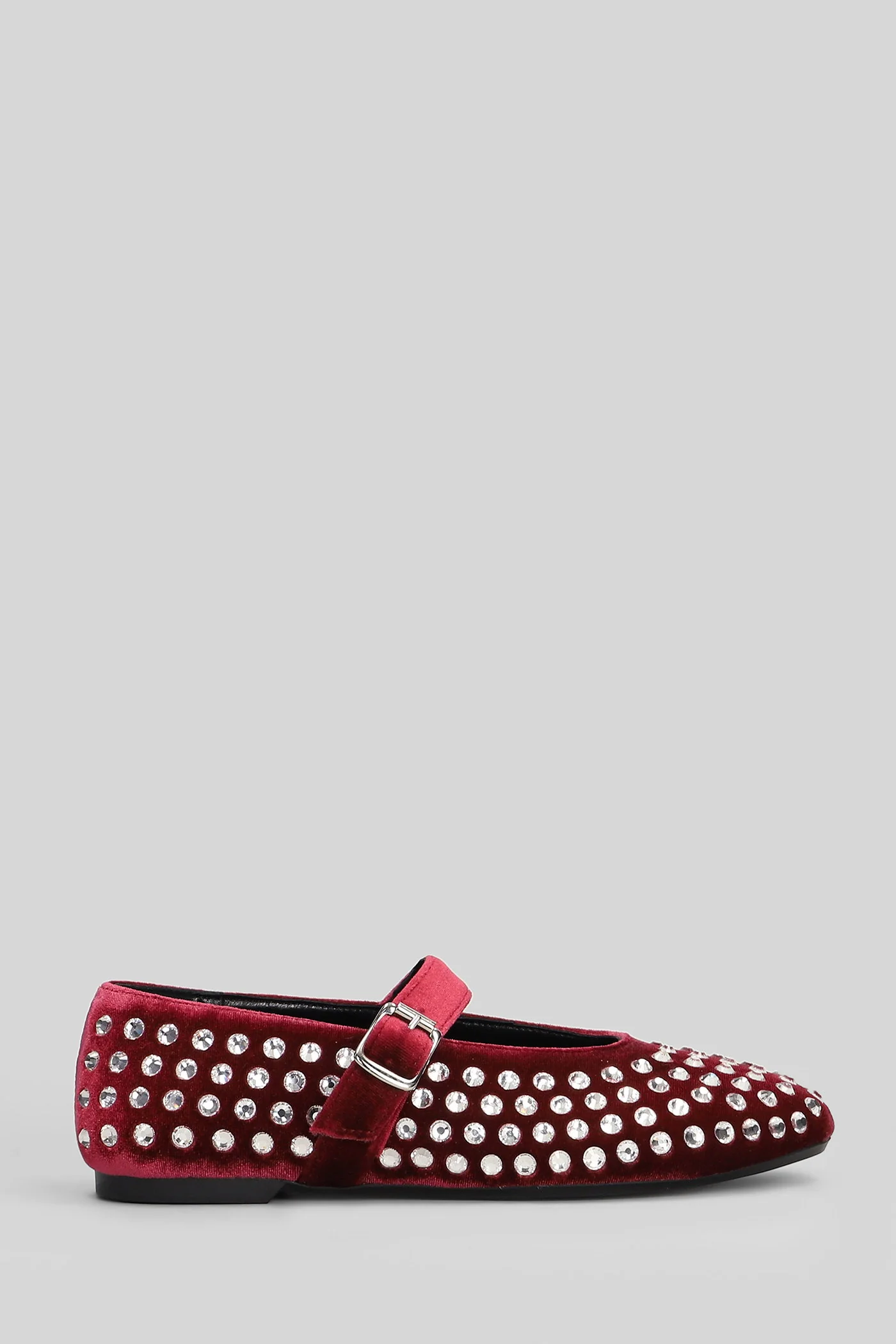 Gold Ballet flats in bordeaux velvet