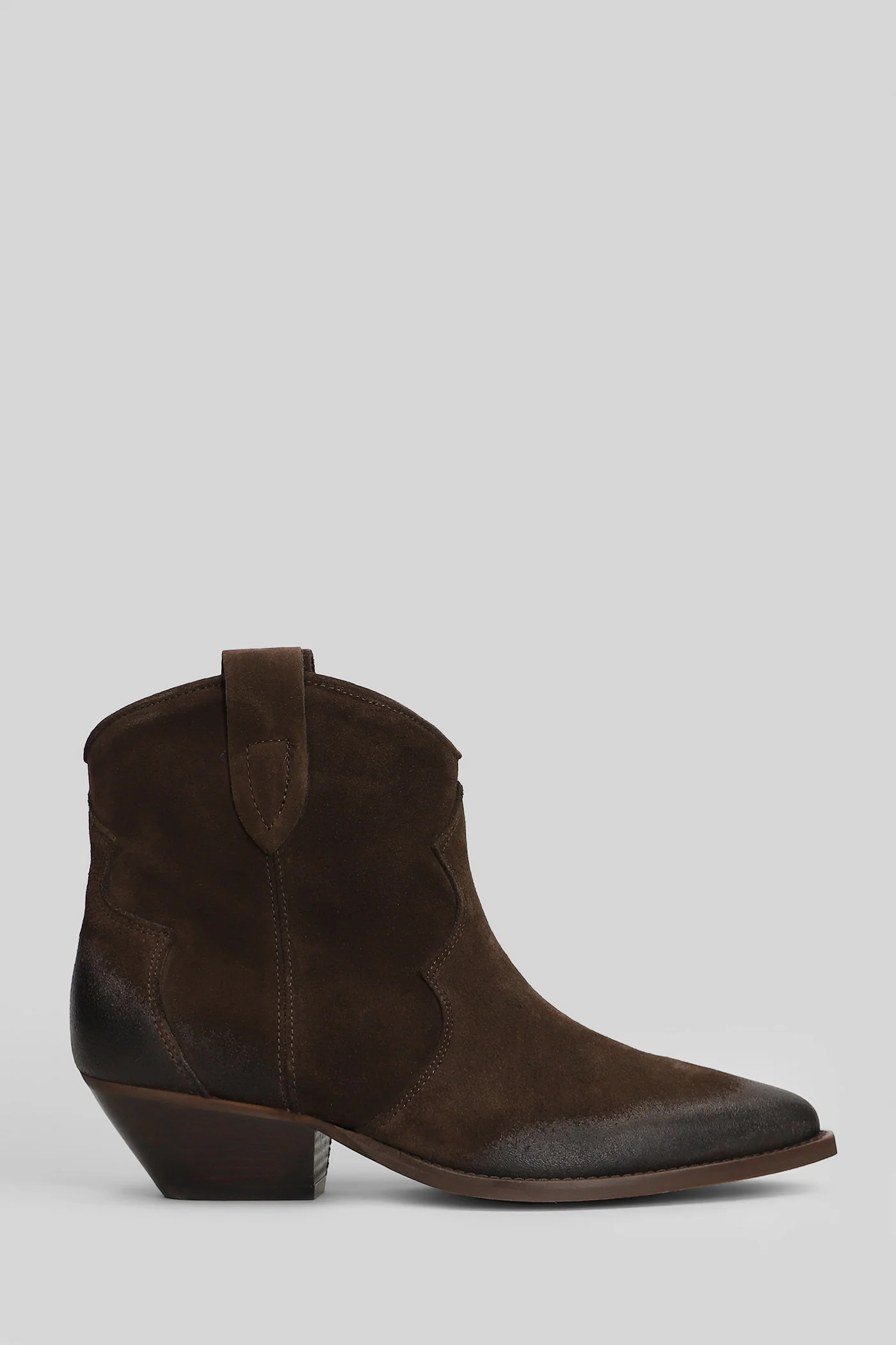 Jade texan Ankle boots in dark brown suede