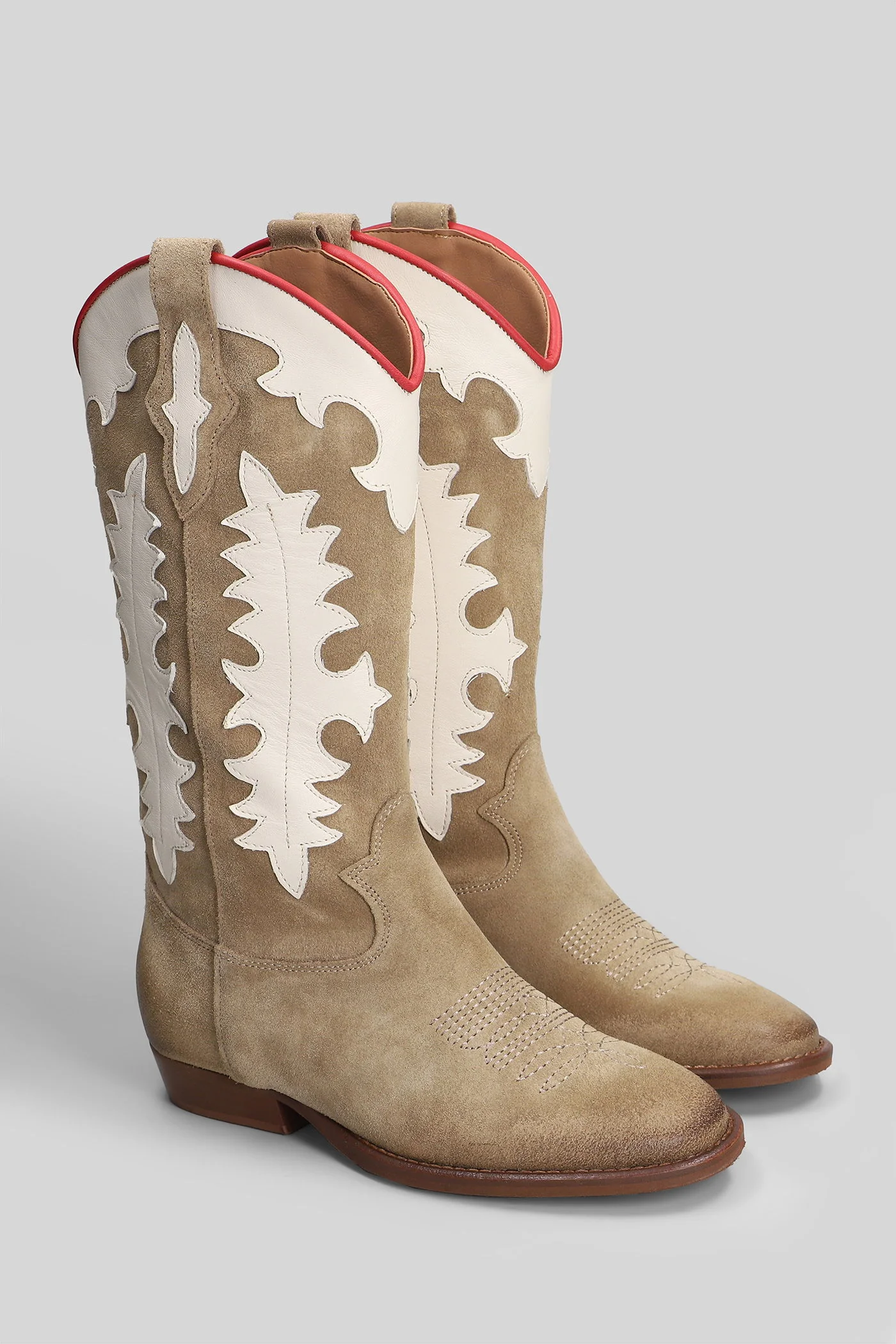 Kansas texan boots in beige suede - Image 2