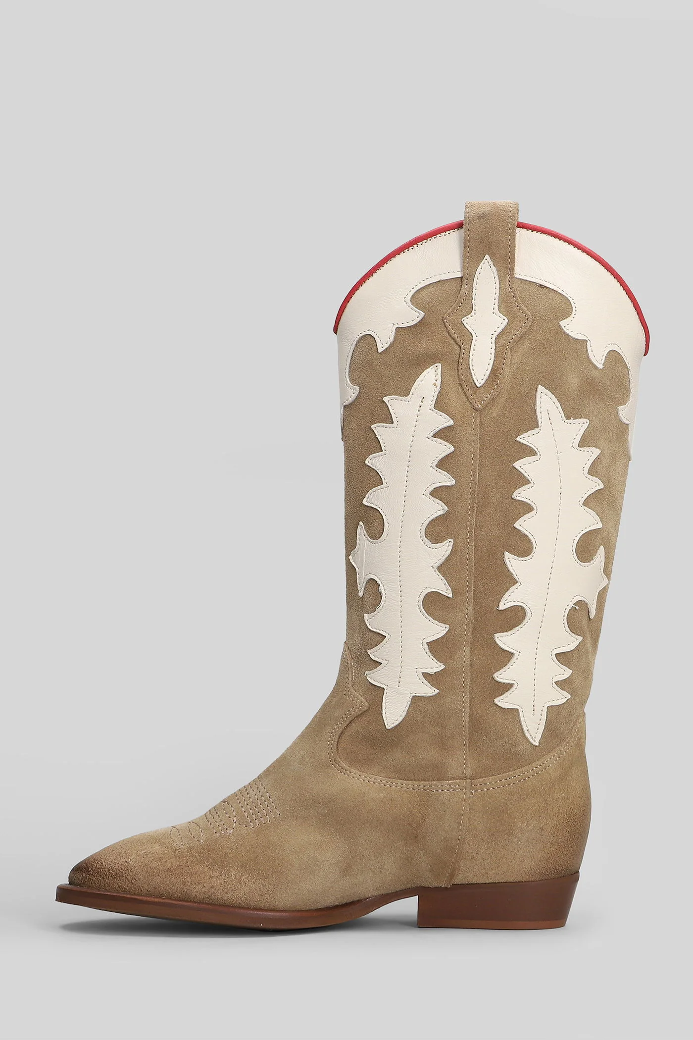 Kansas texan boots in beige suede - Image 3