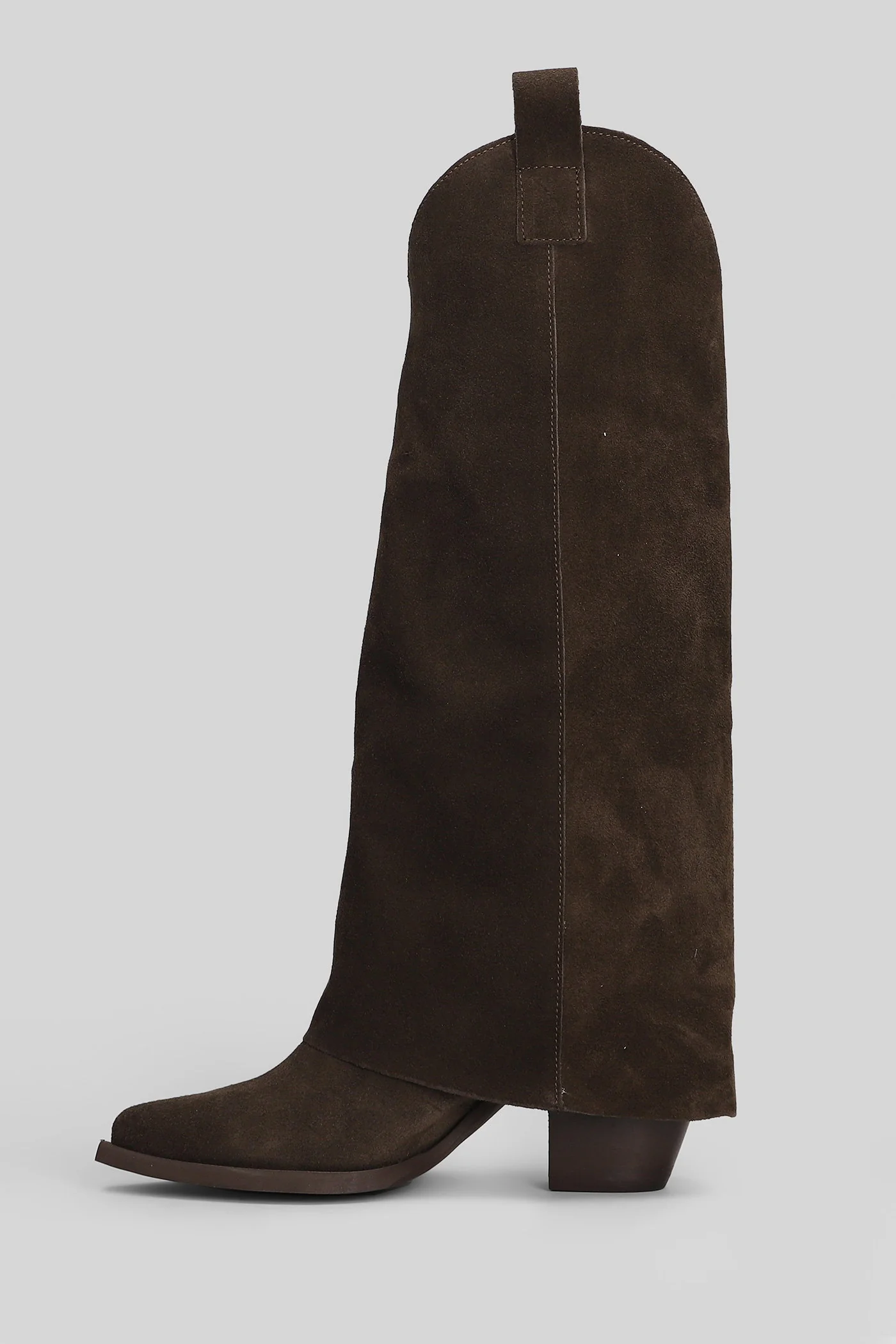 Natasha texan boots in dark brown suede - Image 3