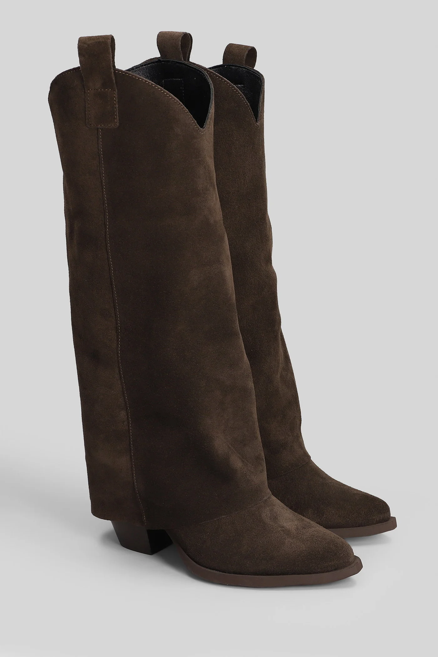 Natasha texan boots in dark brown suede - Image 7
