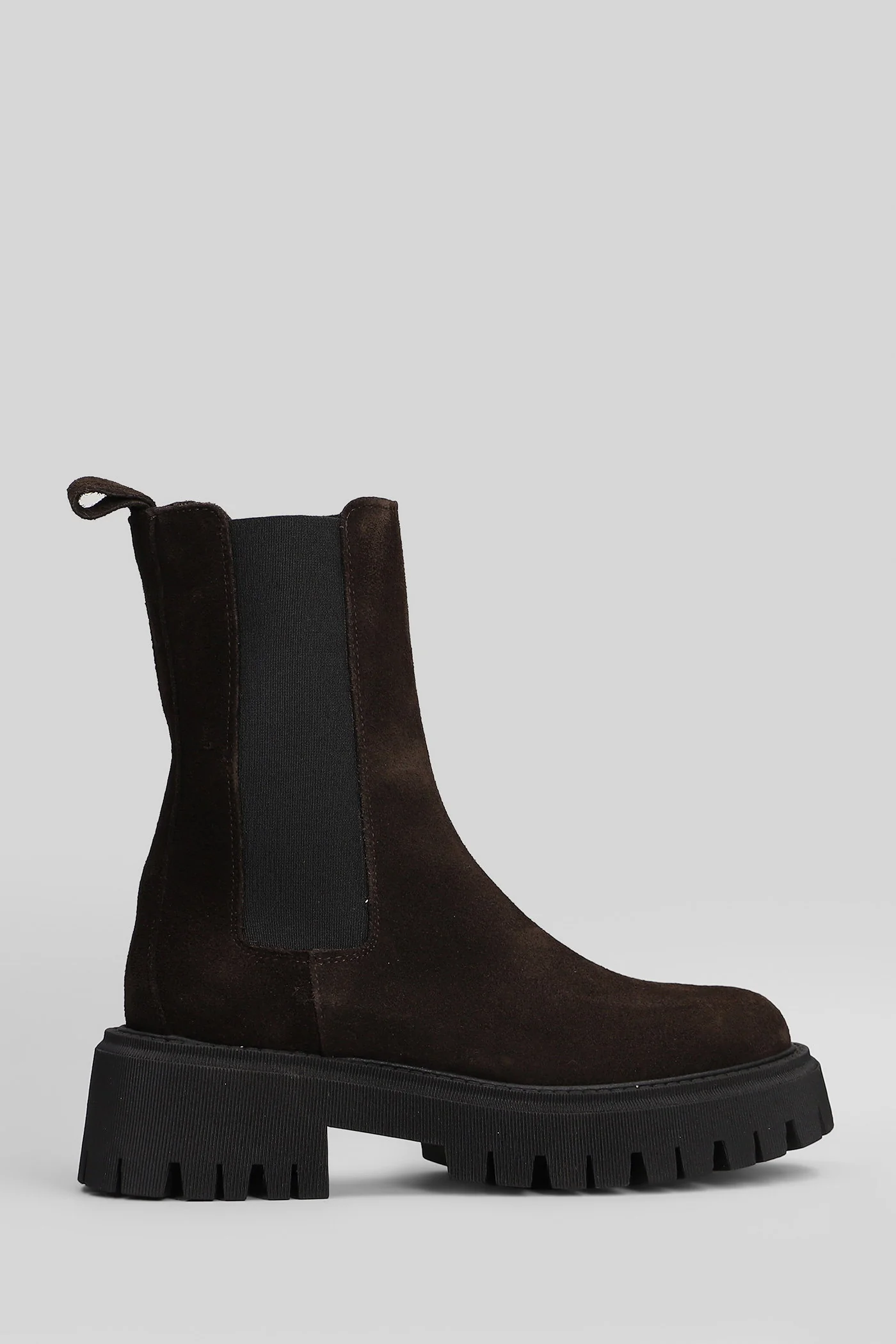 Rebel Combat boots in dark brown suede