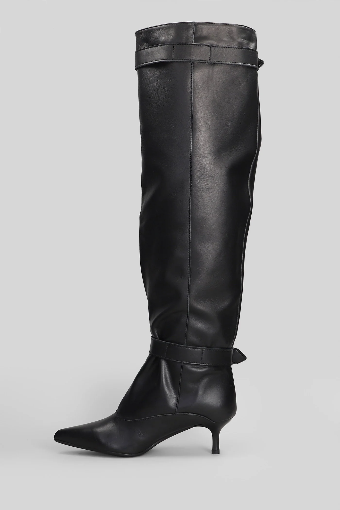 Vanessa low heels boots in black leather - Image 3
