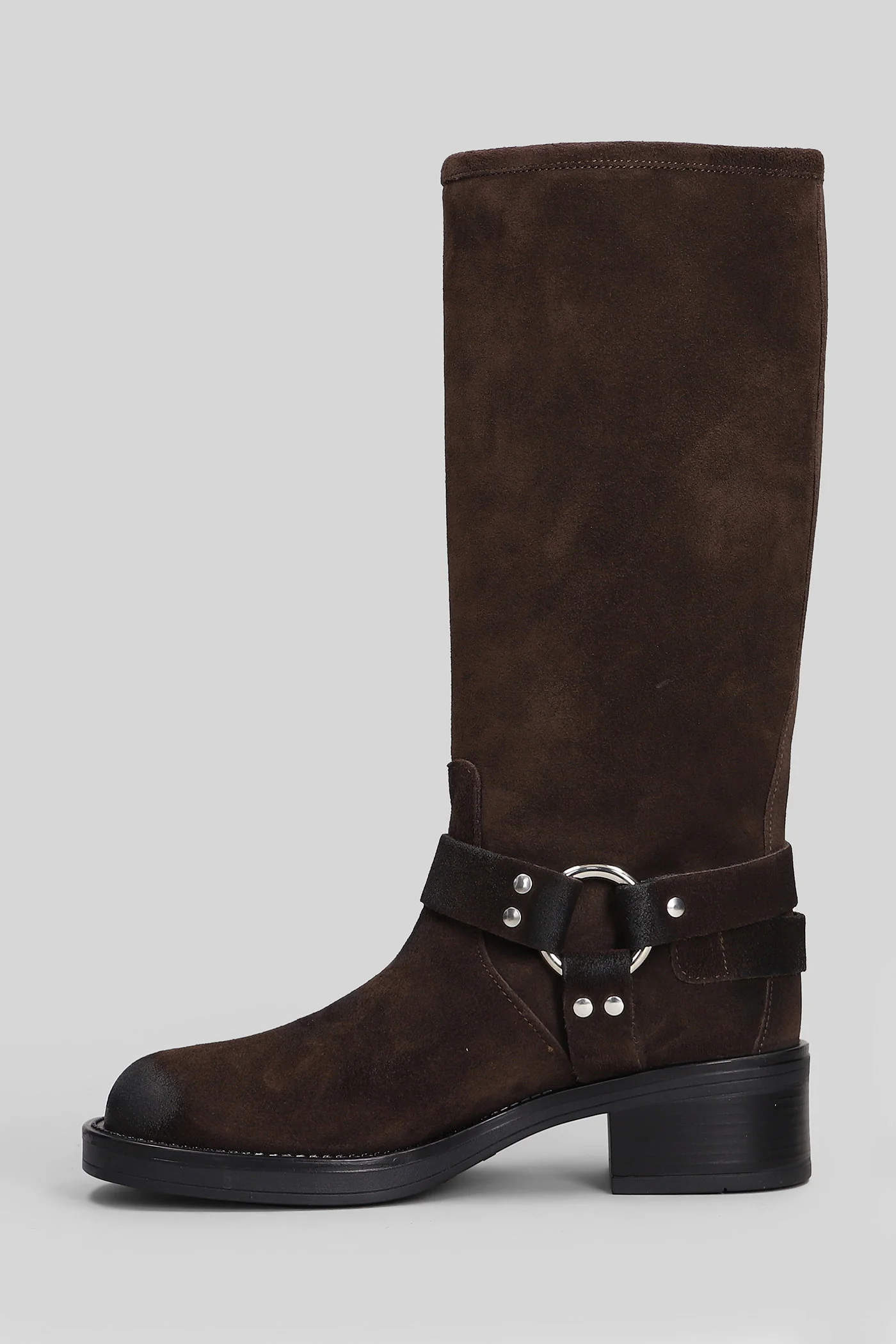 Windsor low heels boots in dark brown suede - Image 3