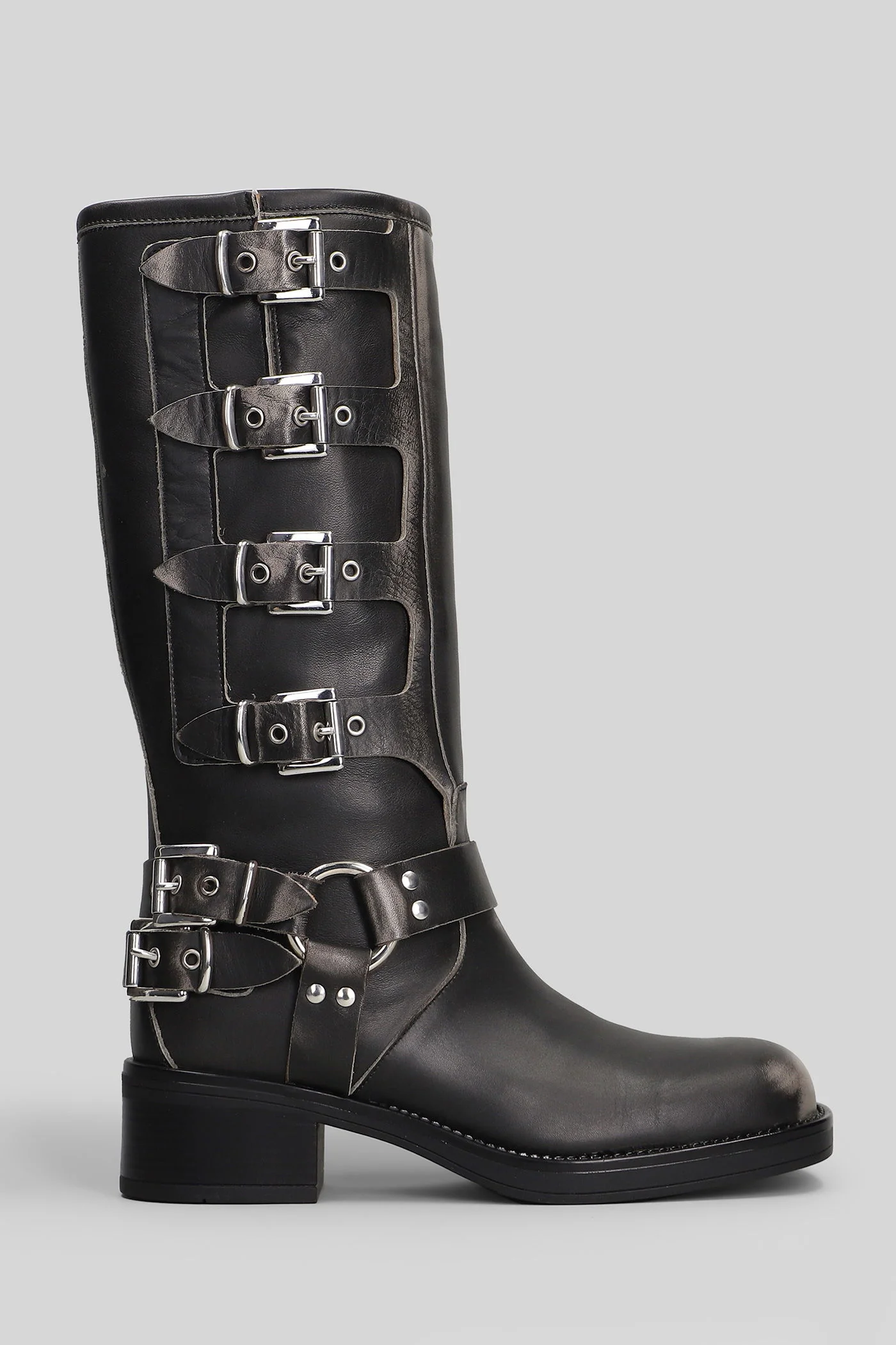 Windsor low heels boots in grey leather