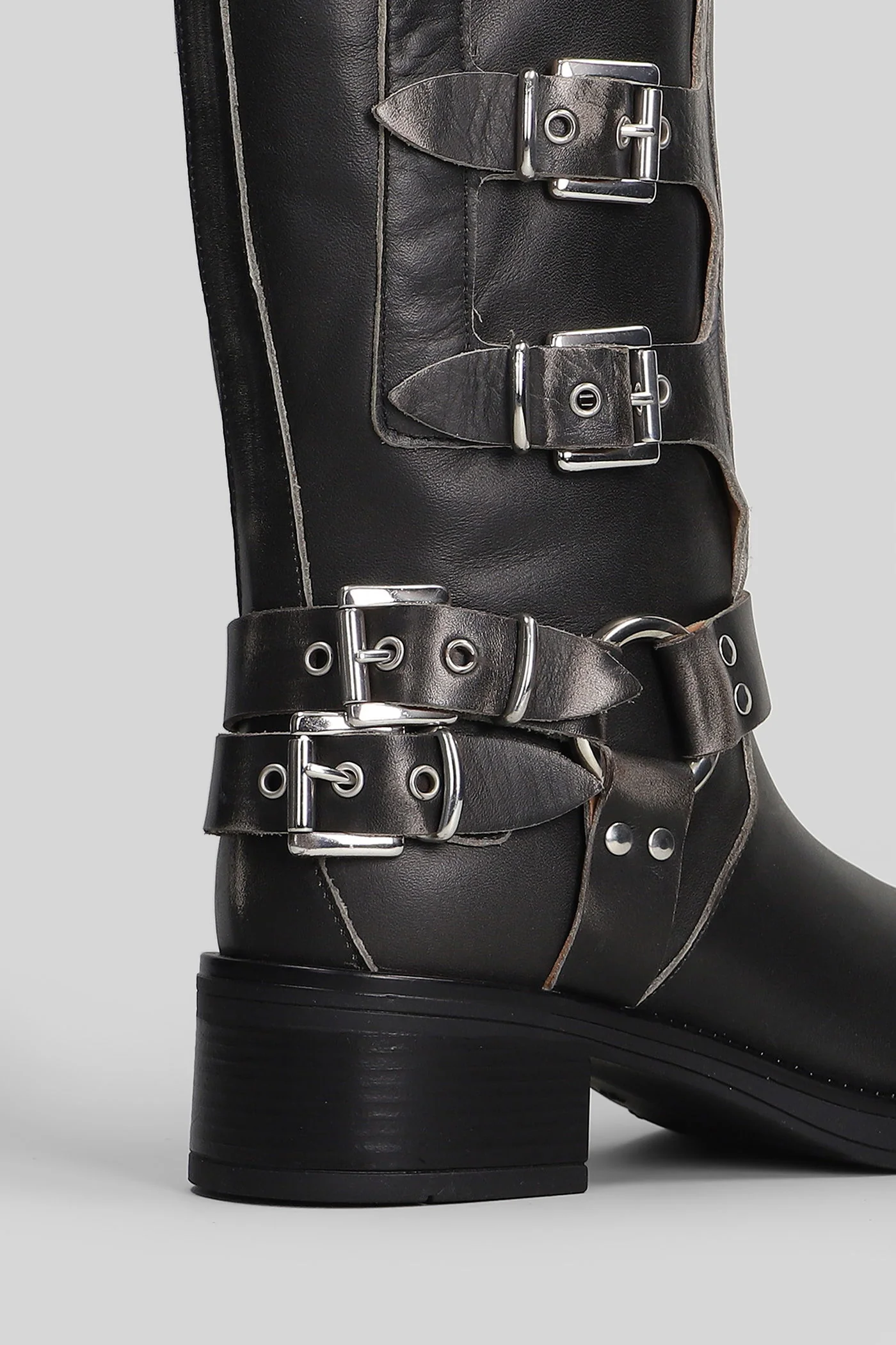 Windsor low heels boots in grey leather - Image 5