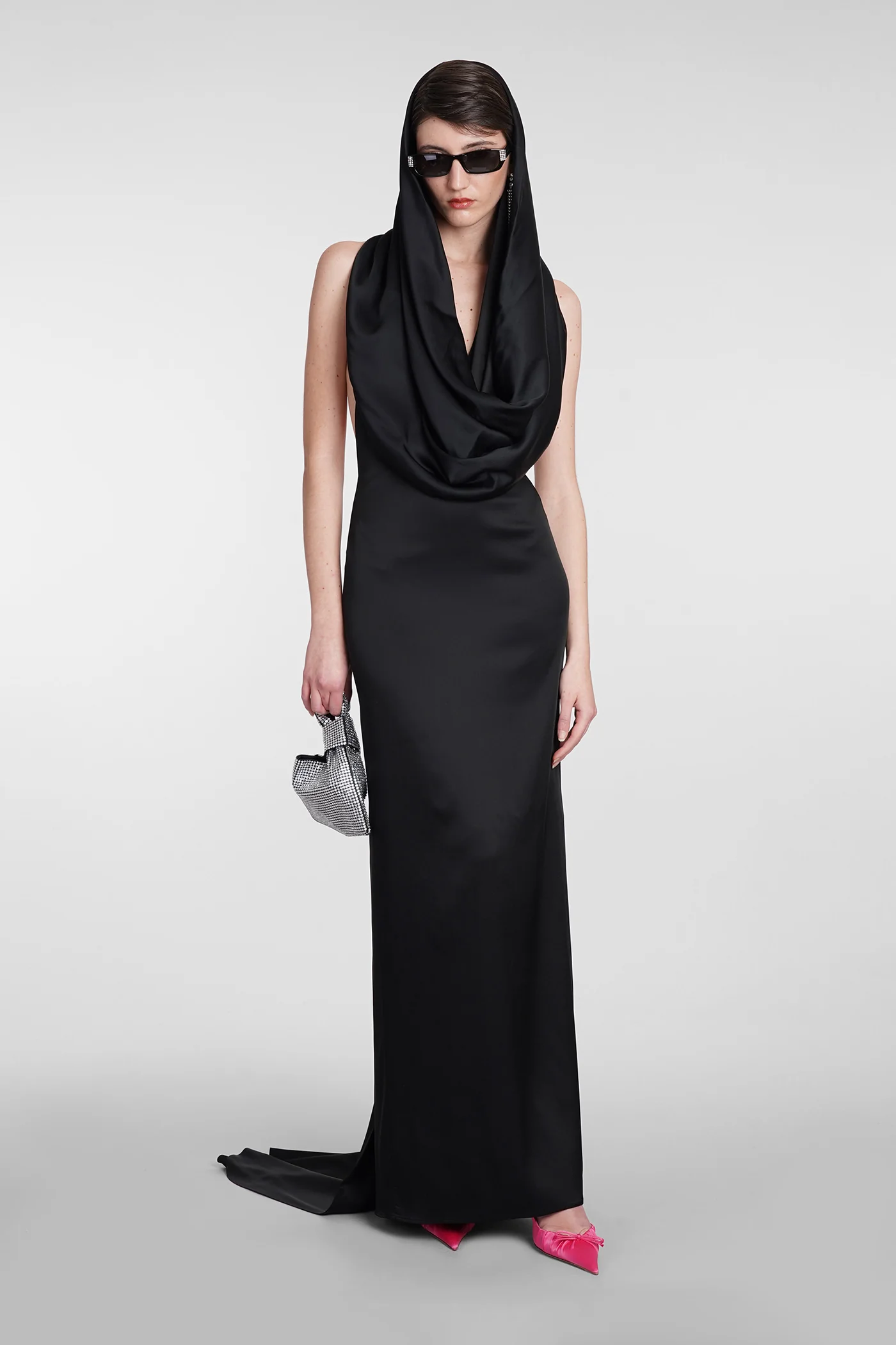 Dress woman  in black acetate - Image 2