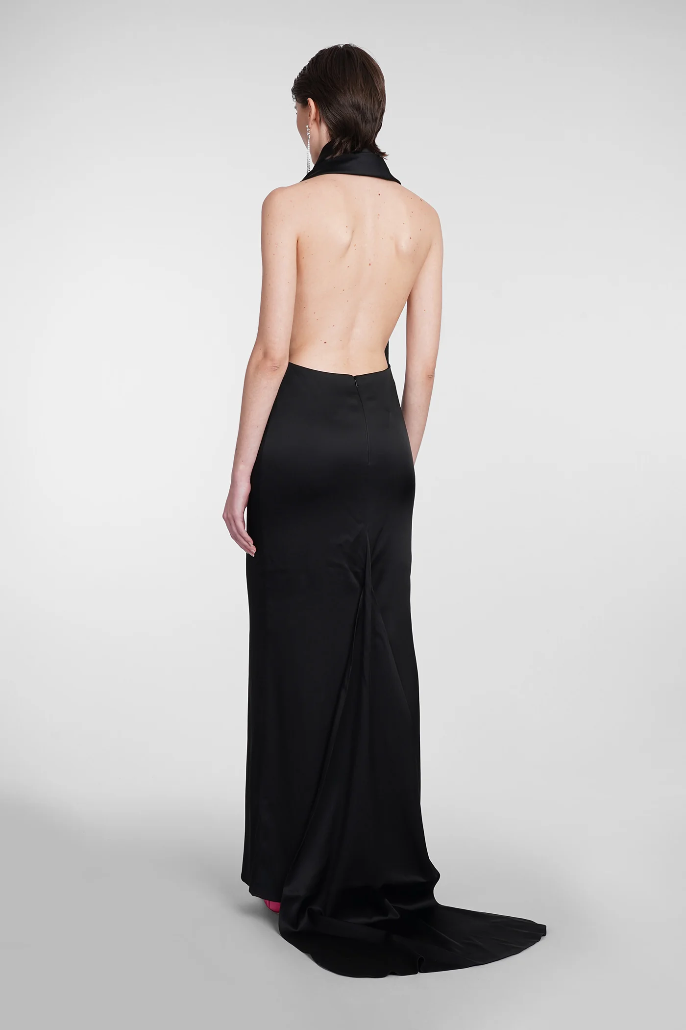 Dress woman  in black acetate - Image 3