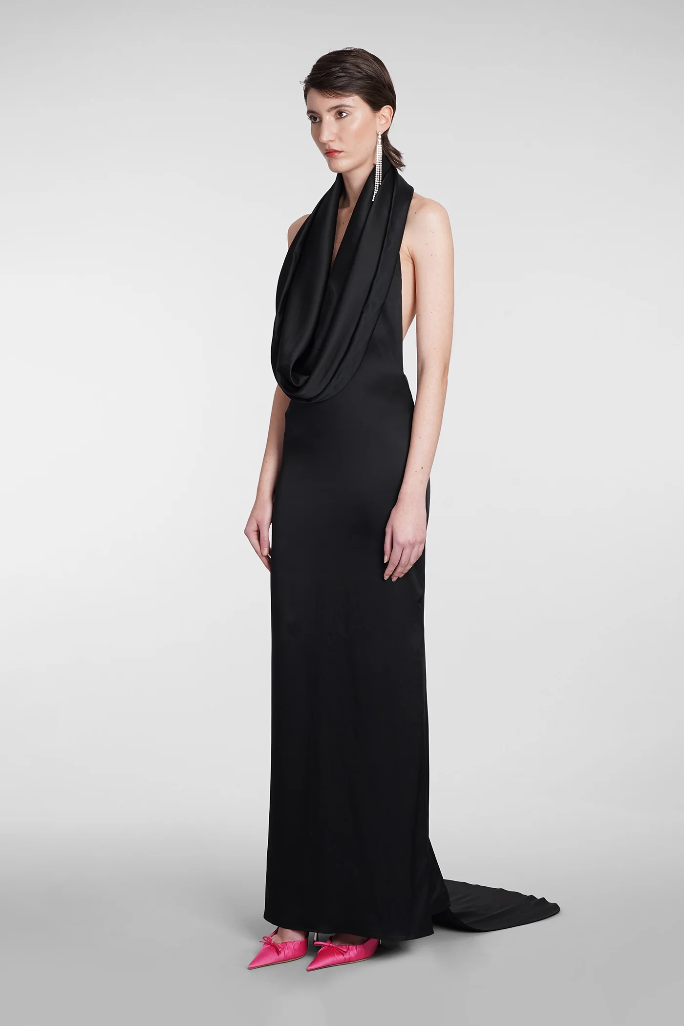 Dress woman  in black acetate - Image 4