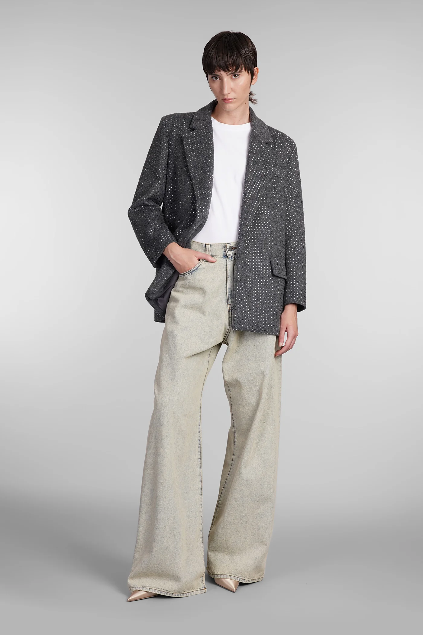 Jeans in beige cotton - Image 2