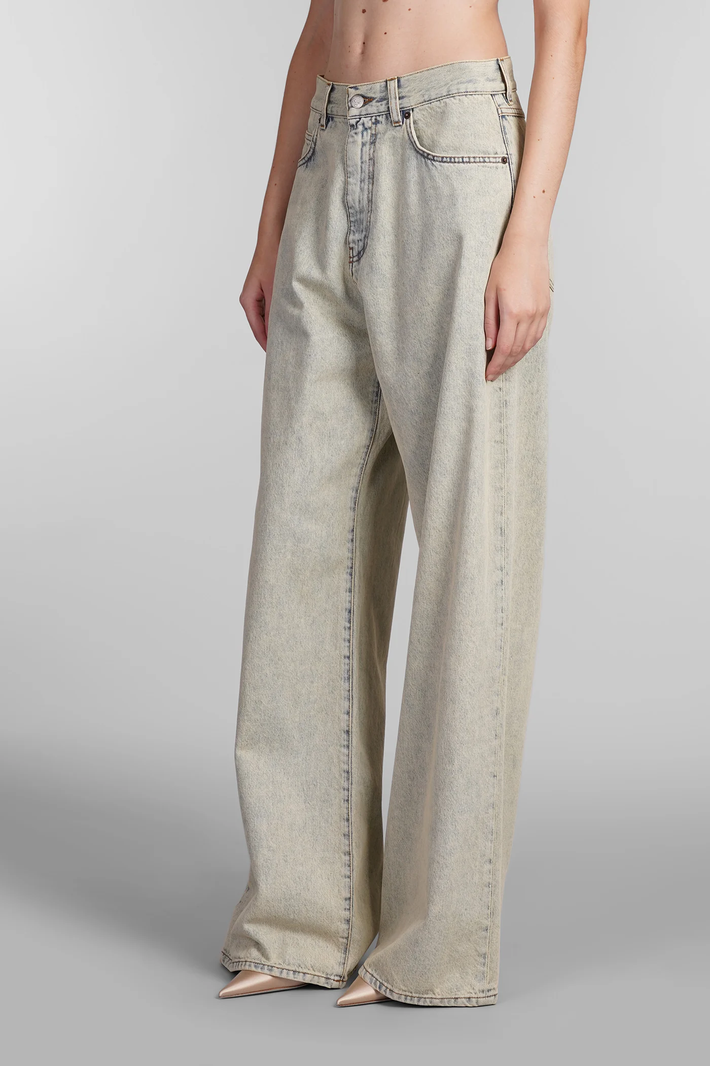 Jeans in beige cotton - Image 4