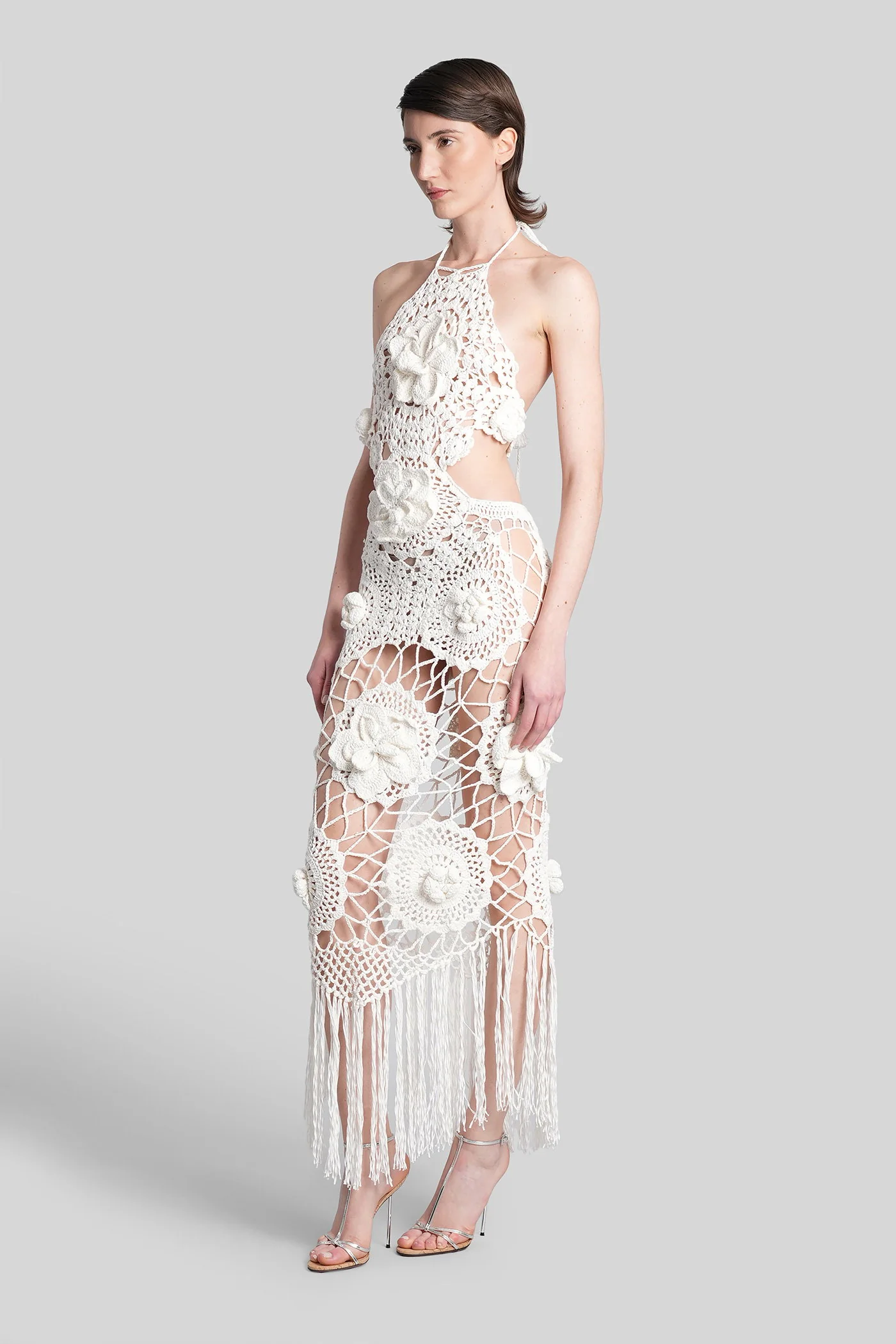 Long dress in white cotton - Image 4
