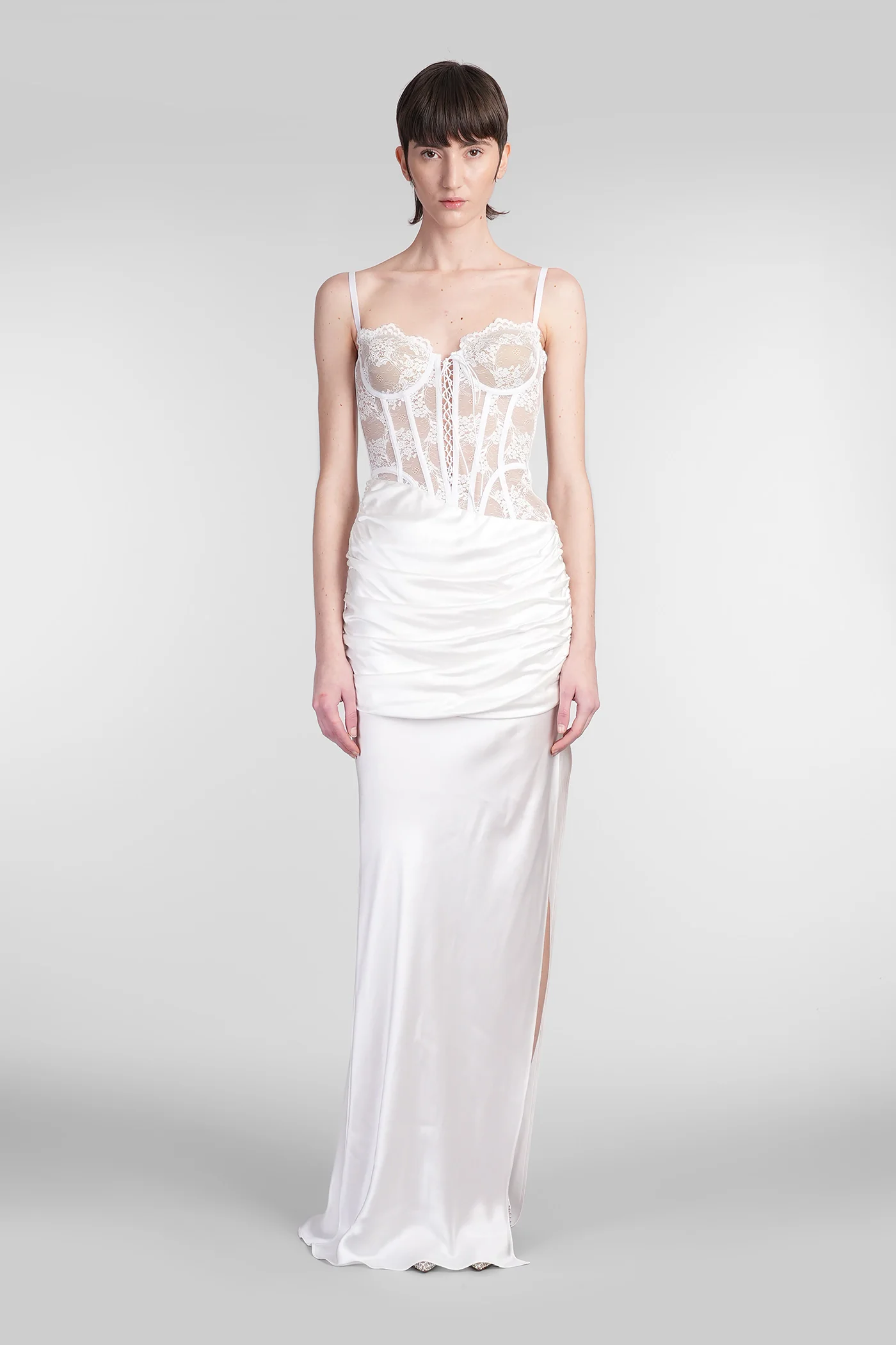 Long dress in white polyamide