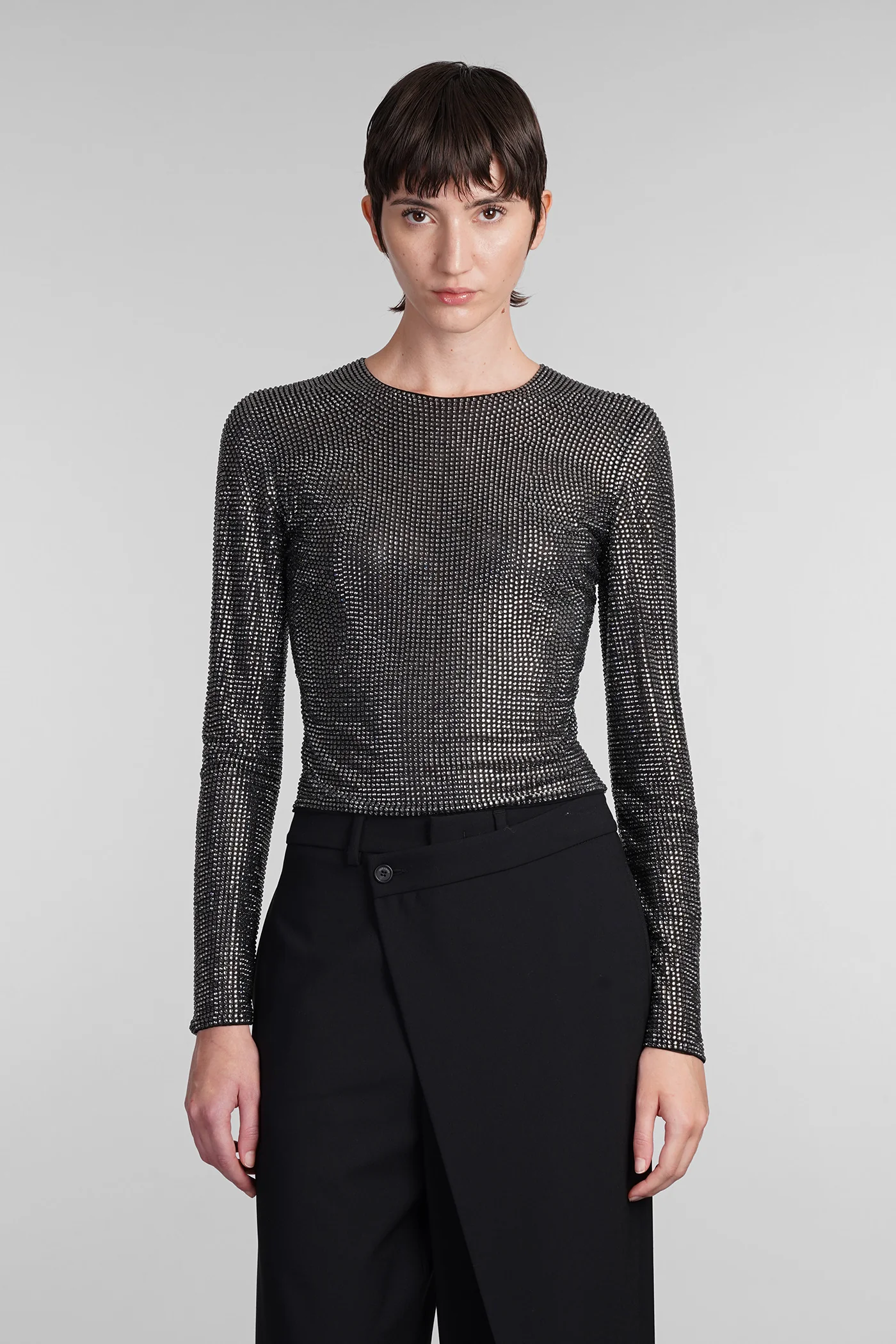 Topwear in black polyamide