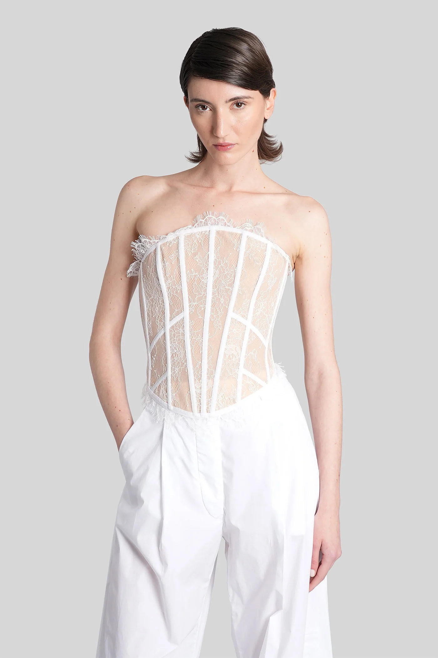 Topwear in white polyamide