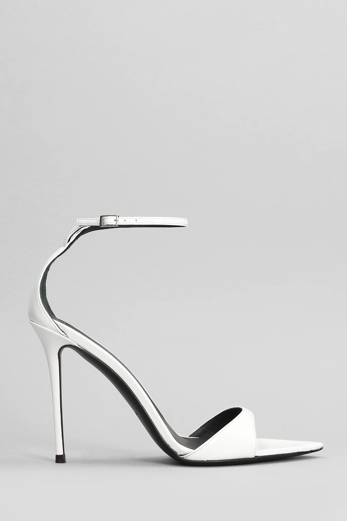 Intrigo strap Sandals in white patent leather