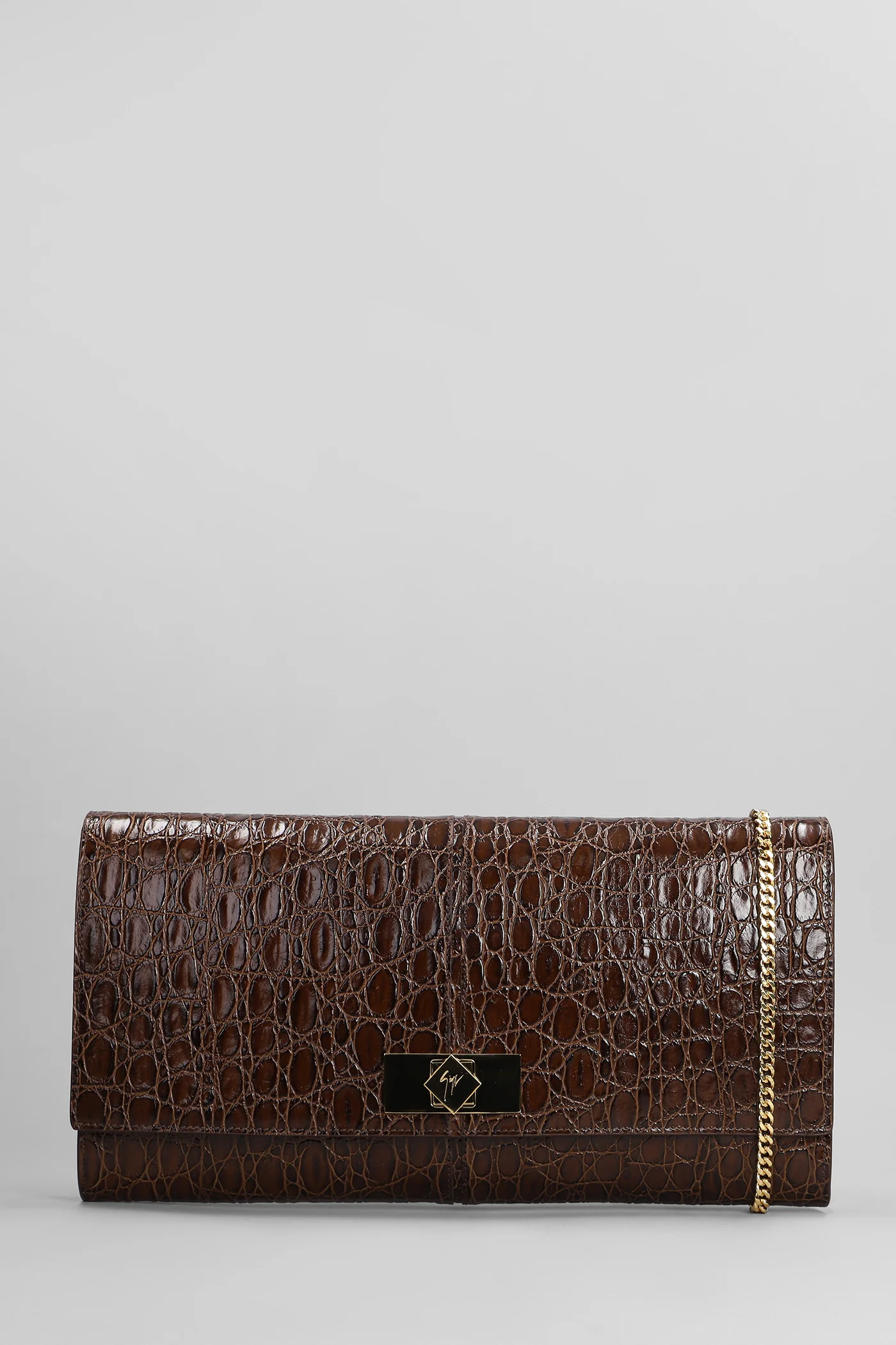 Montserrat crocco Clutch in brown leather