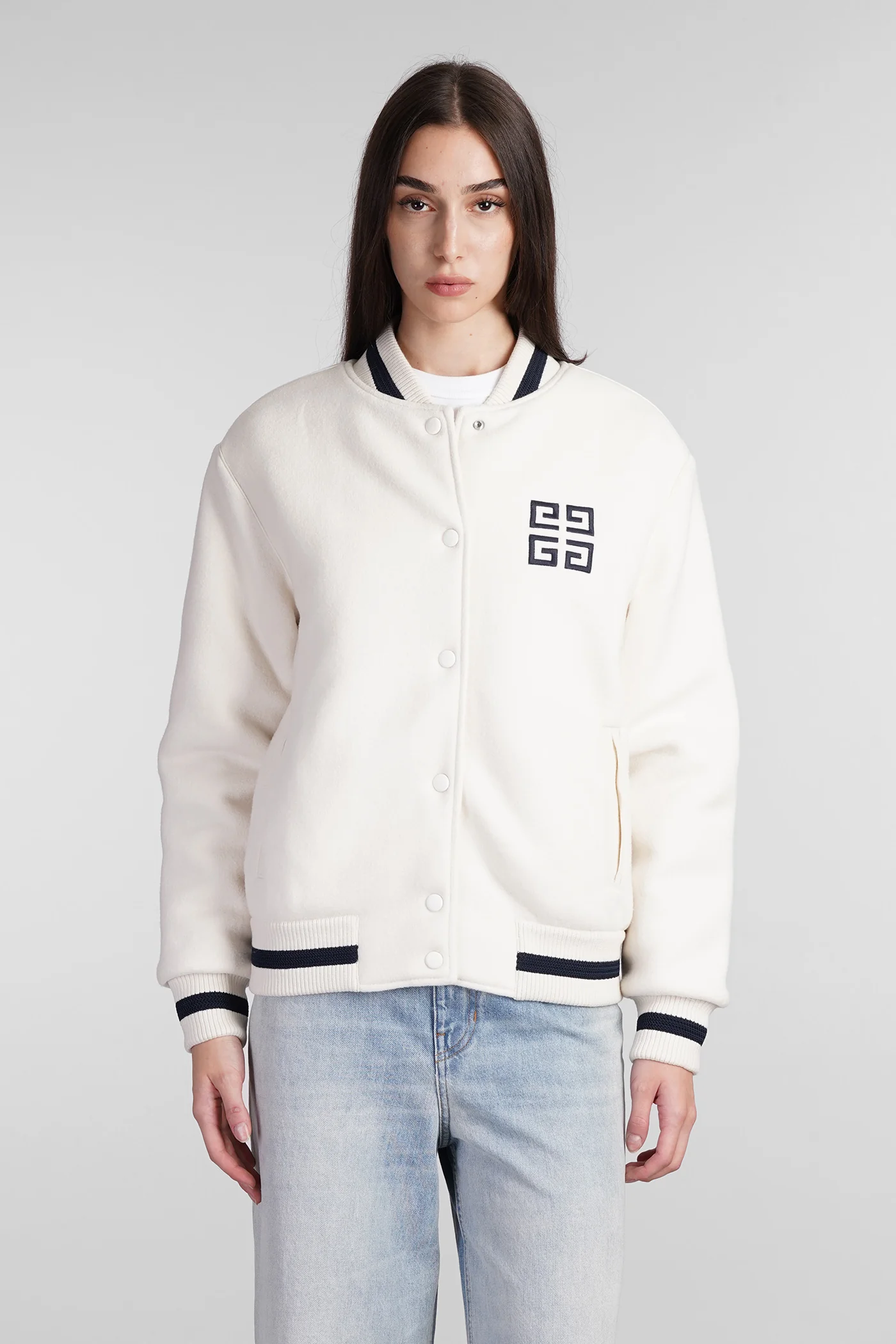Bomber Jacket in beige wool