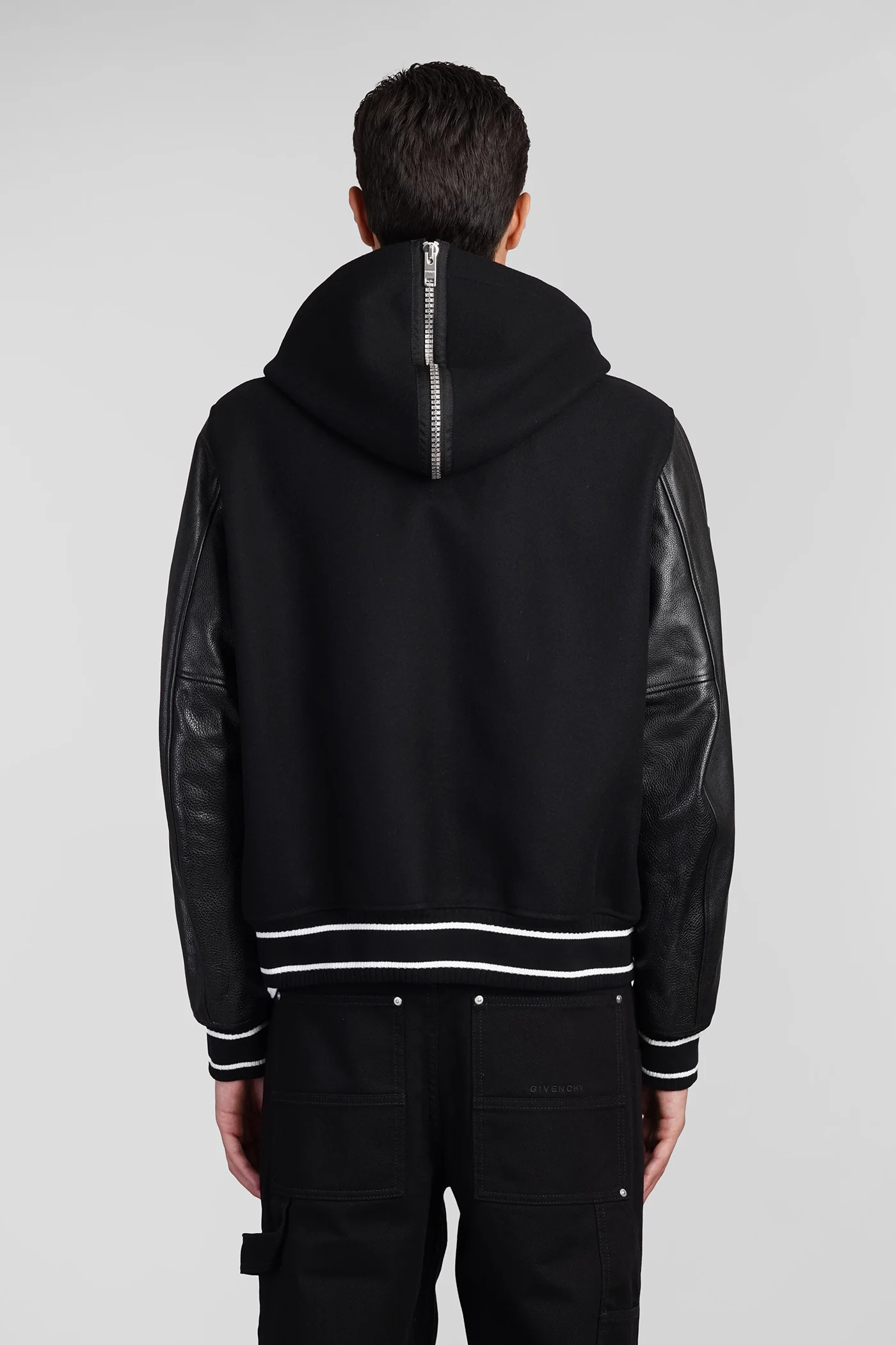 Bomber Jacket in black wool - Image 3