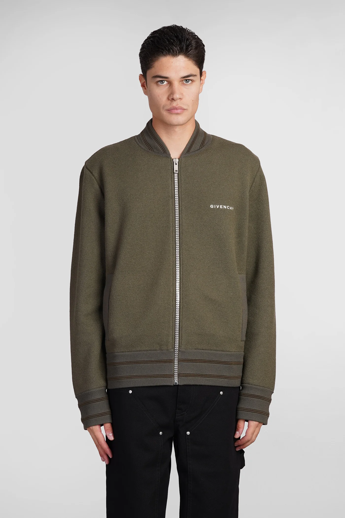 Bomber Jacket in green wool