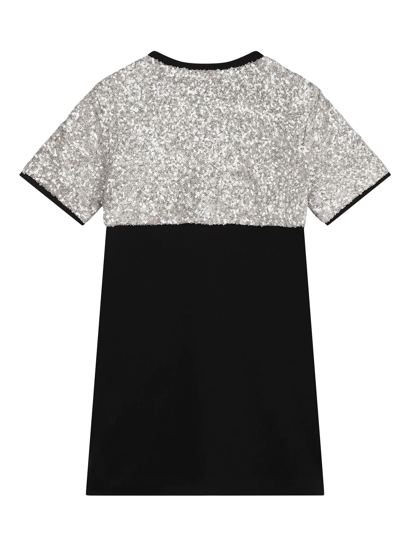 Dress woman  in black multicolor cotton - Image 2
