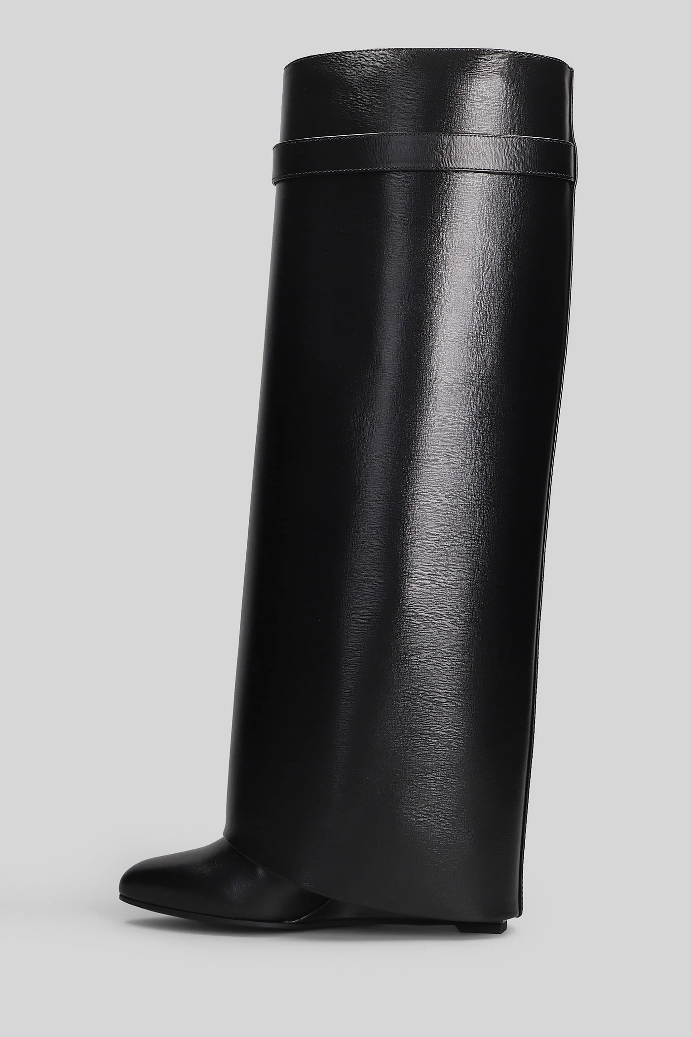 Shark lock boots gamba ampia High heels boots in black leather - Image 3