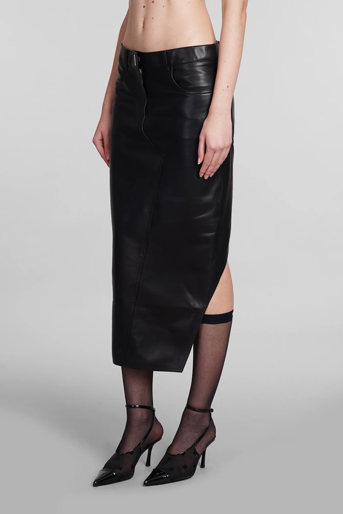 Skirt in black leather - Image 4