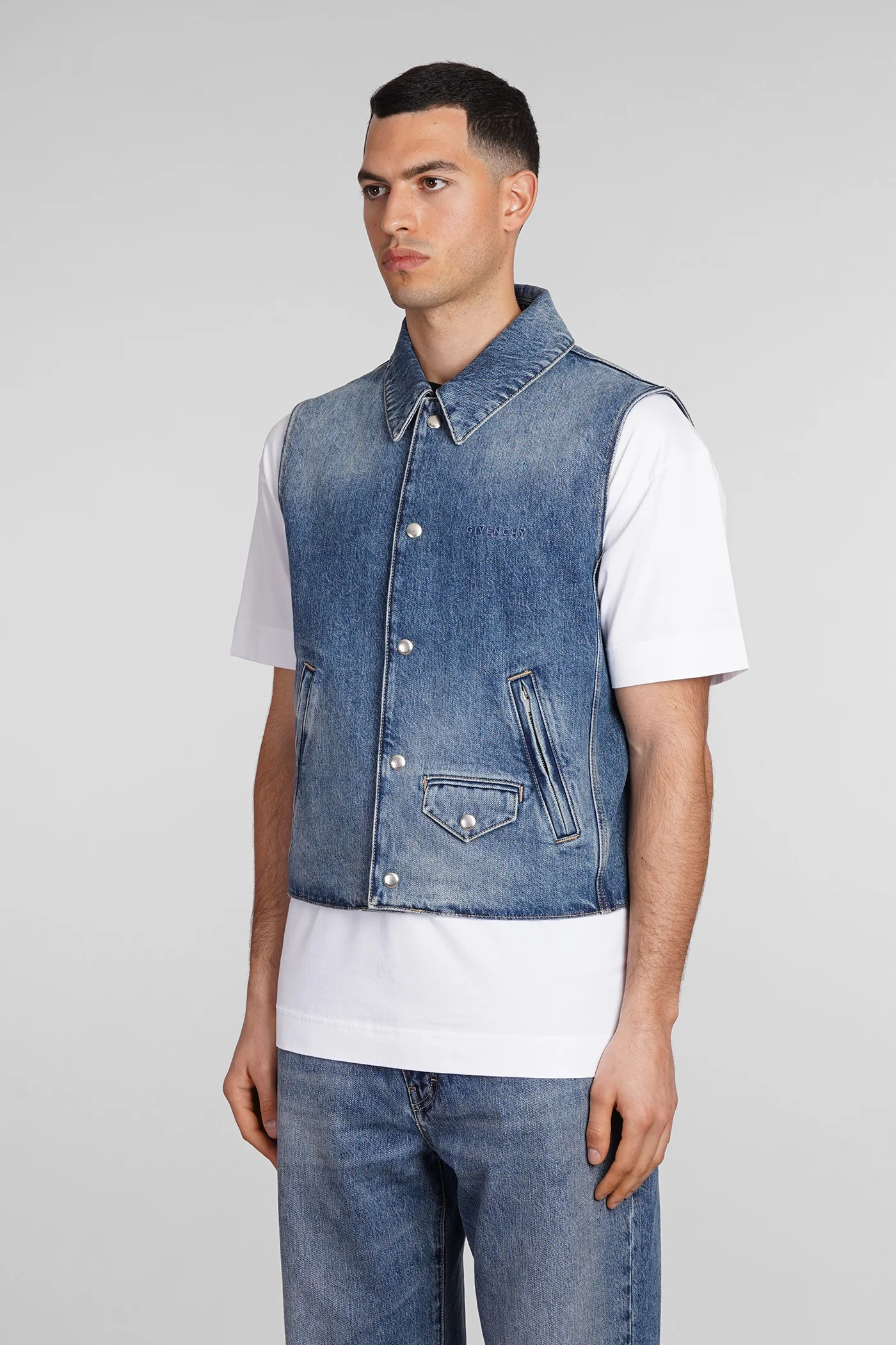 Vest in blue cotton - Image 4