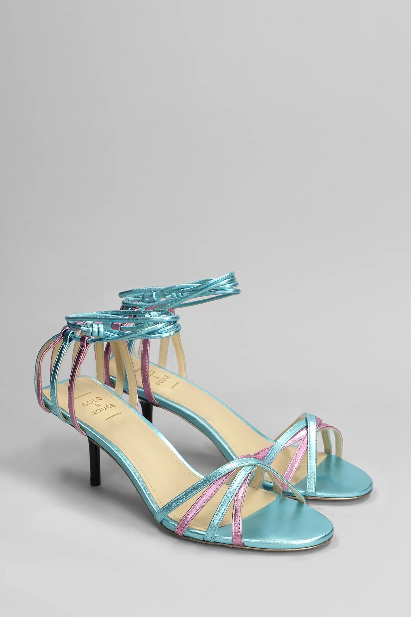 Alfy Sandals in cyan leather - Image 2