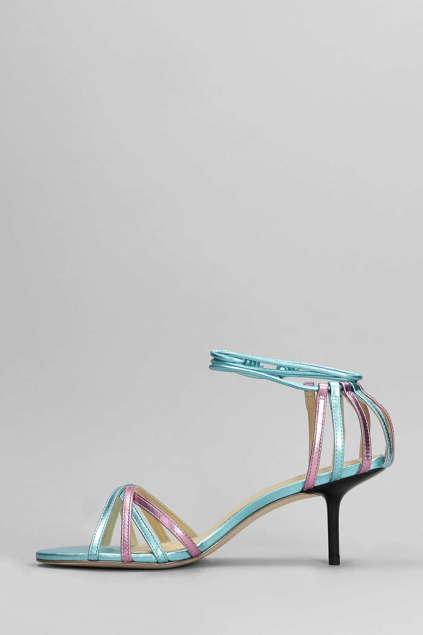 Alfy Sandals in cyan leather - Image 3