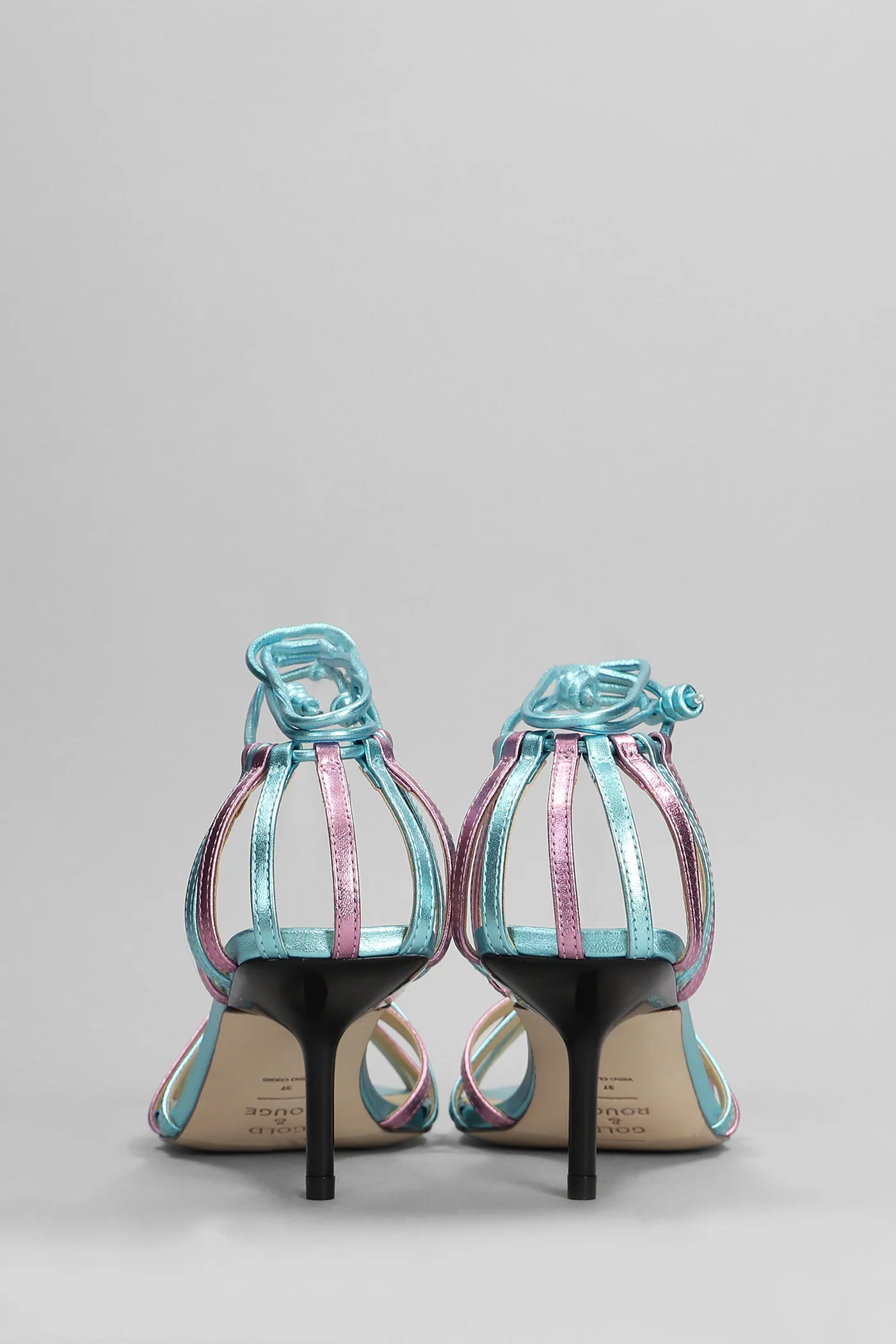 Alfy Sandals in cyan leather - Image 4