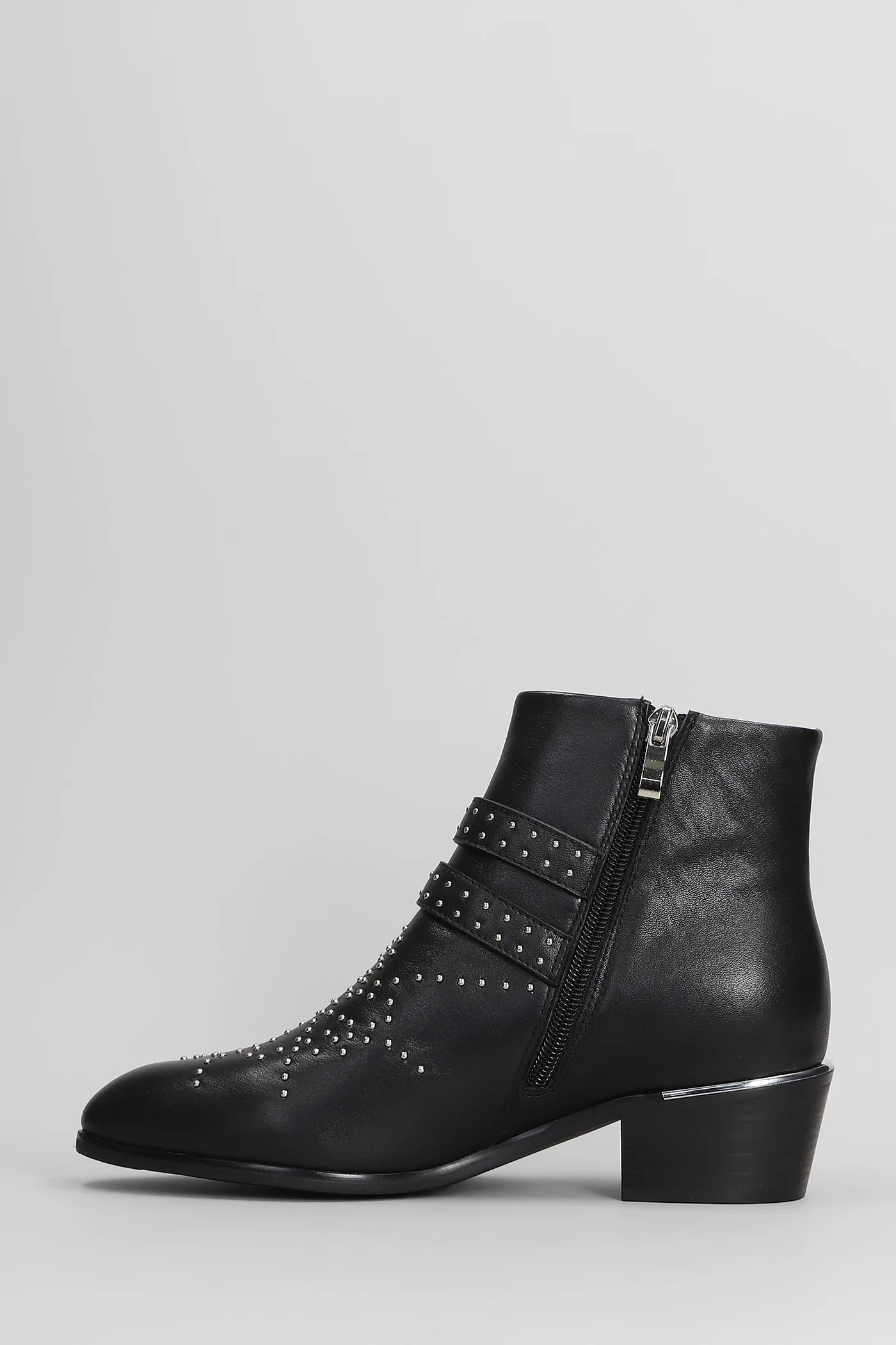 Studs texan Ankle boots in black leather - Image 3