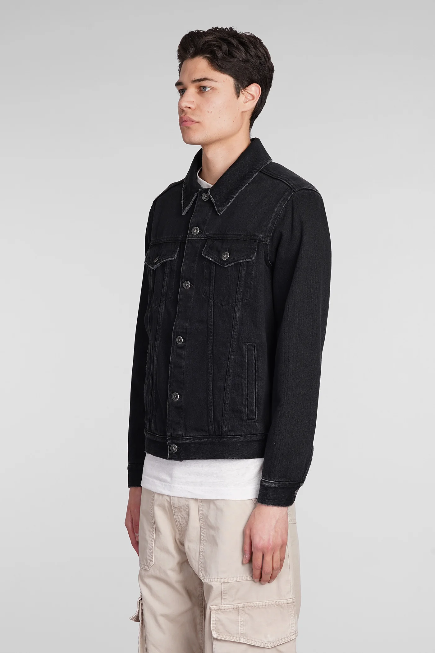 Agenore Denim Jackets in black denim - Image 4