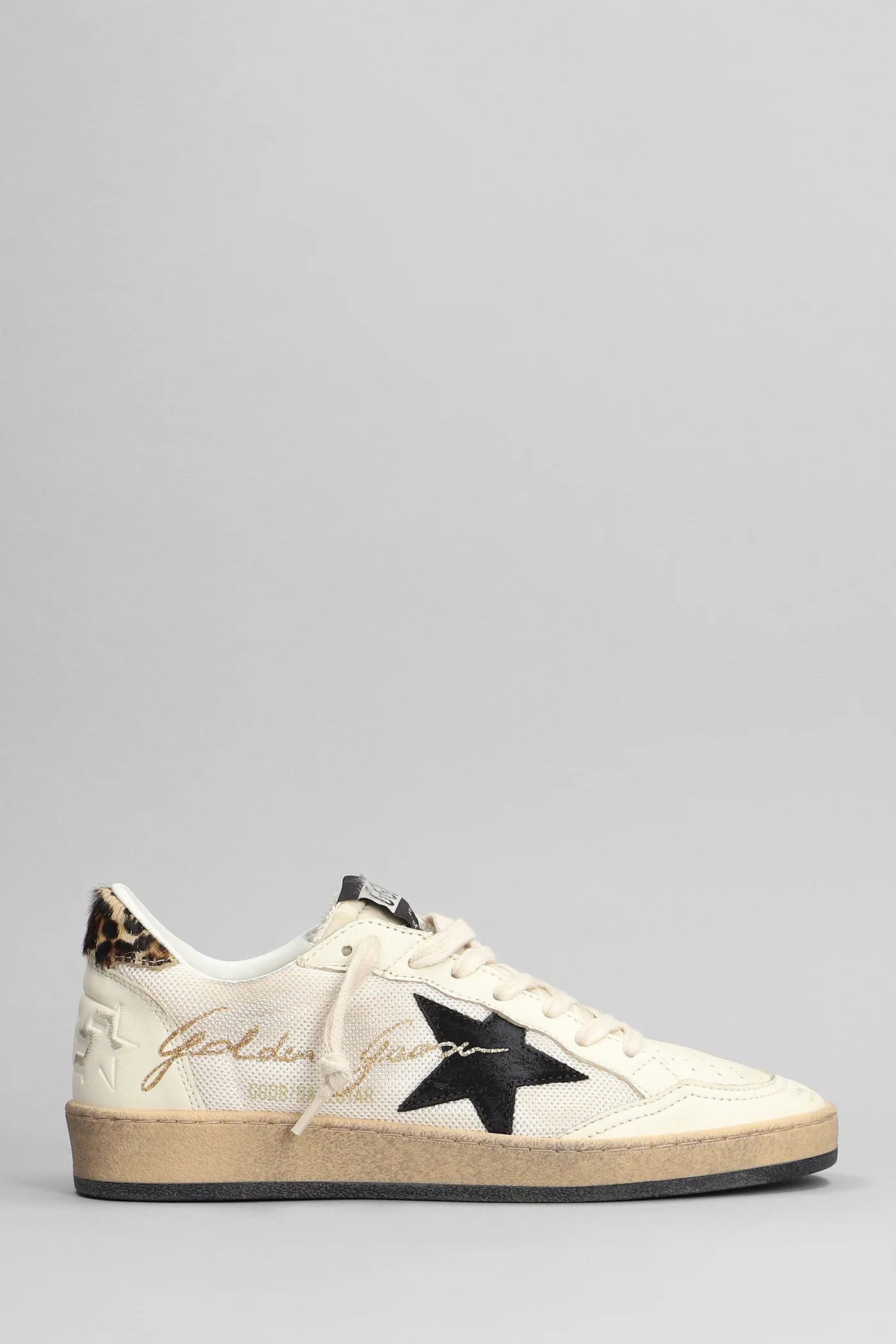 Ball Star Sneakers in beige leather and fabric