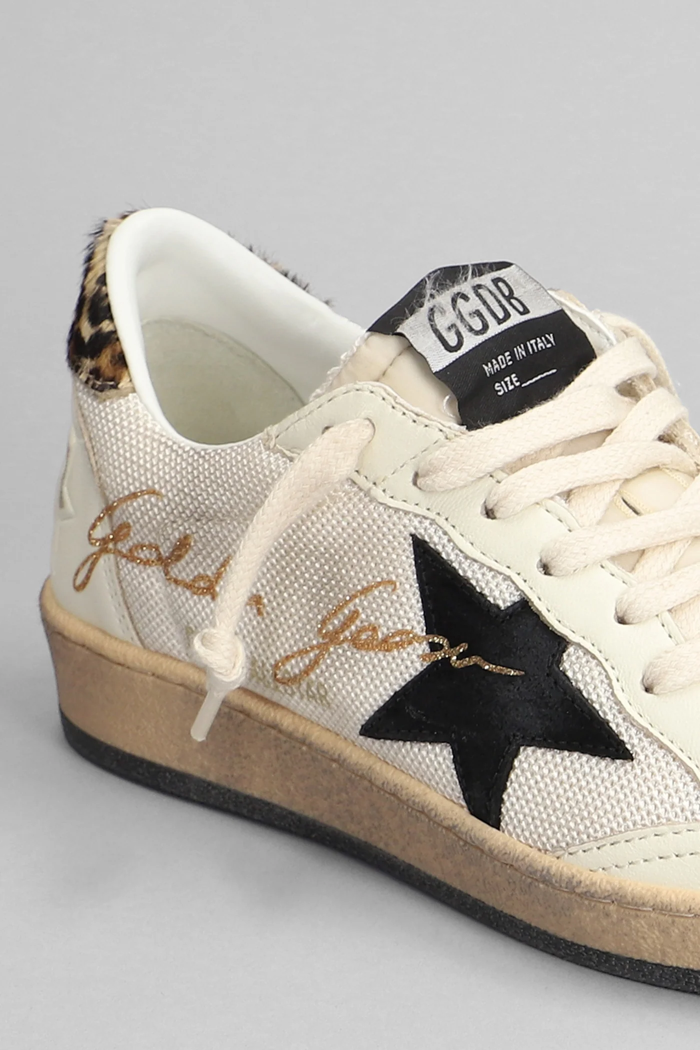 Ball Star Sneakers in beige leather and fabric - Image 5