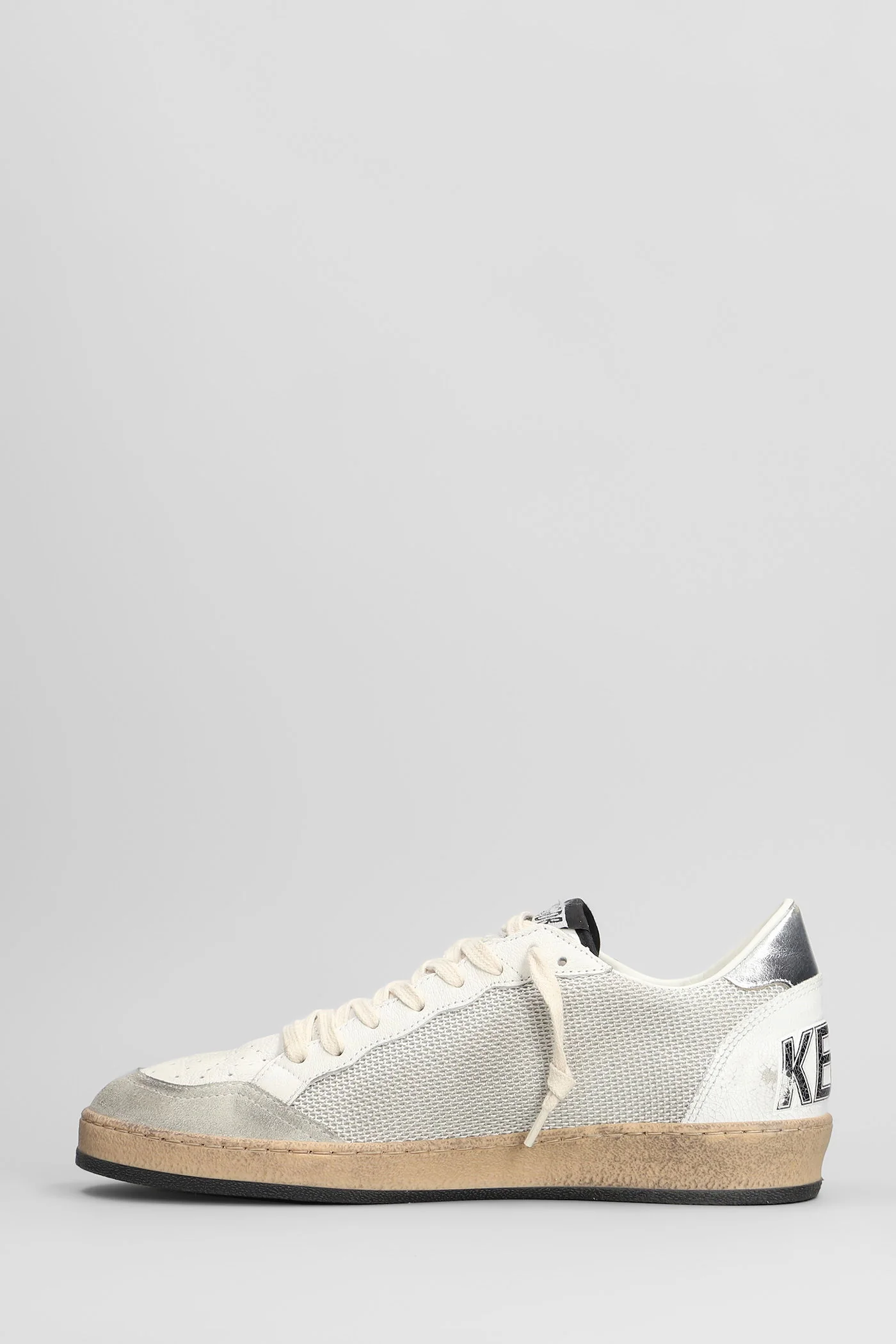 Ball Star Sneakers in white leather and fabric - Image 3